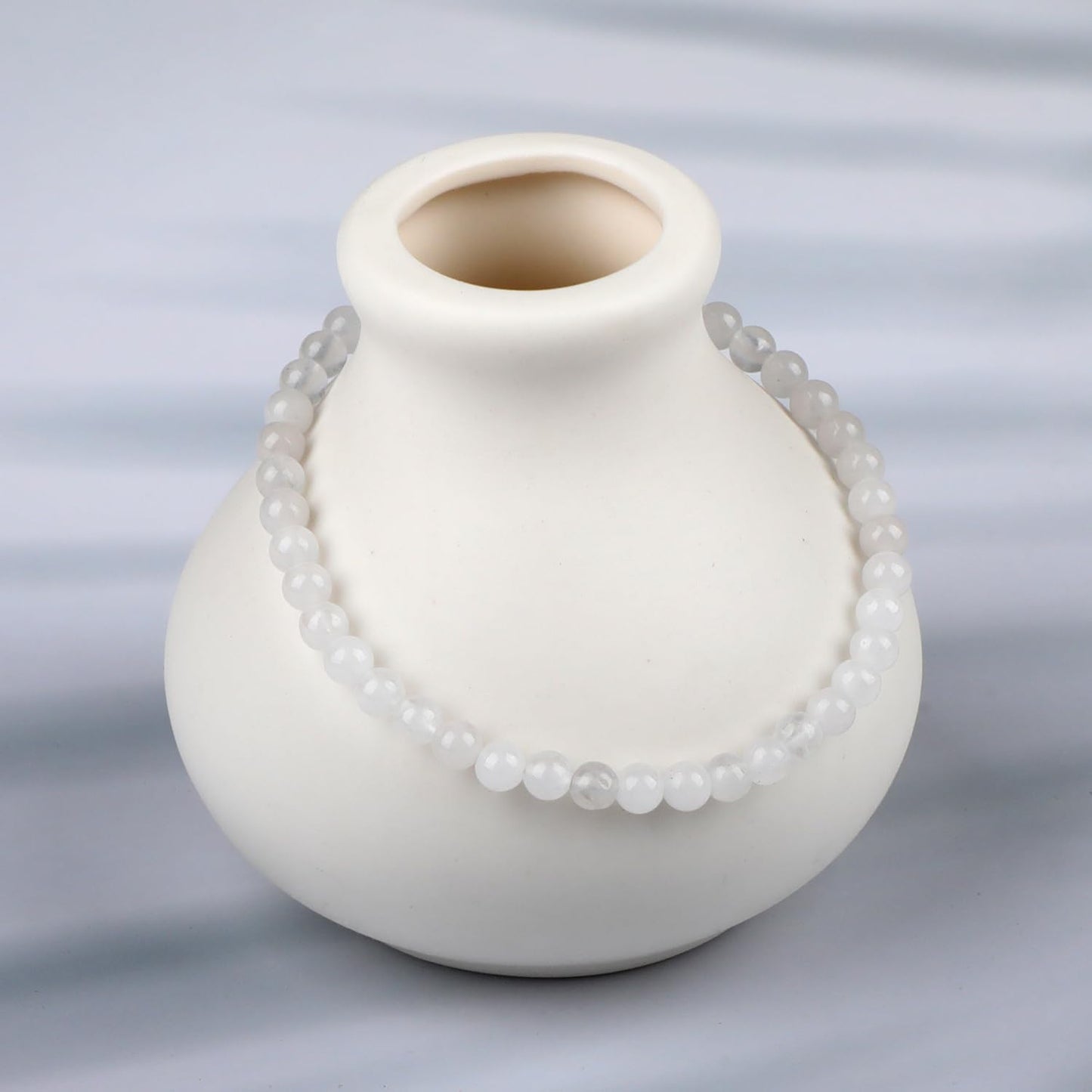 LPBeads Handmade Natural Gemstone Stretch Elastic 4m White Jade Bracelet Healing Crystal Round Stone Beads Jewelry Gifts for Women Men
