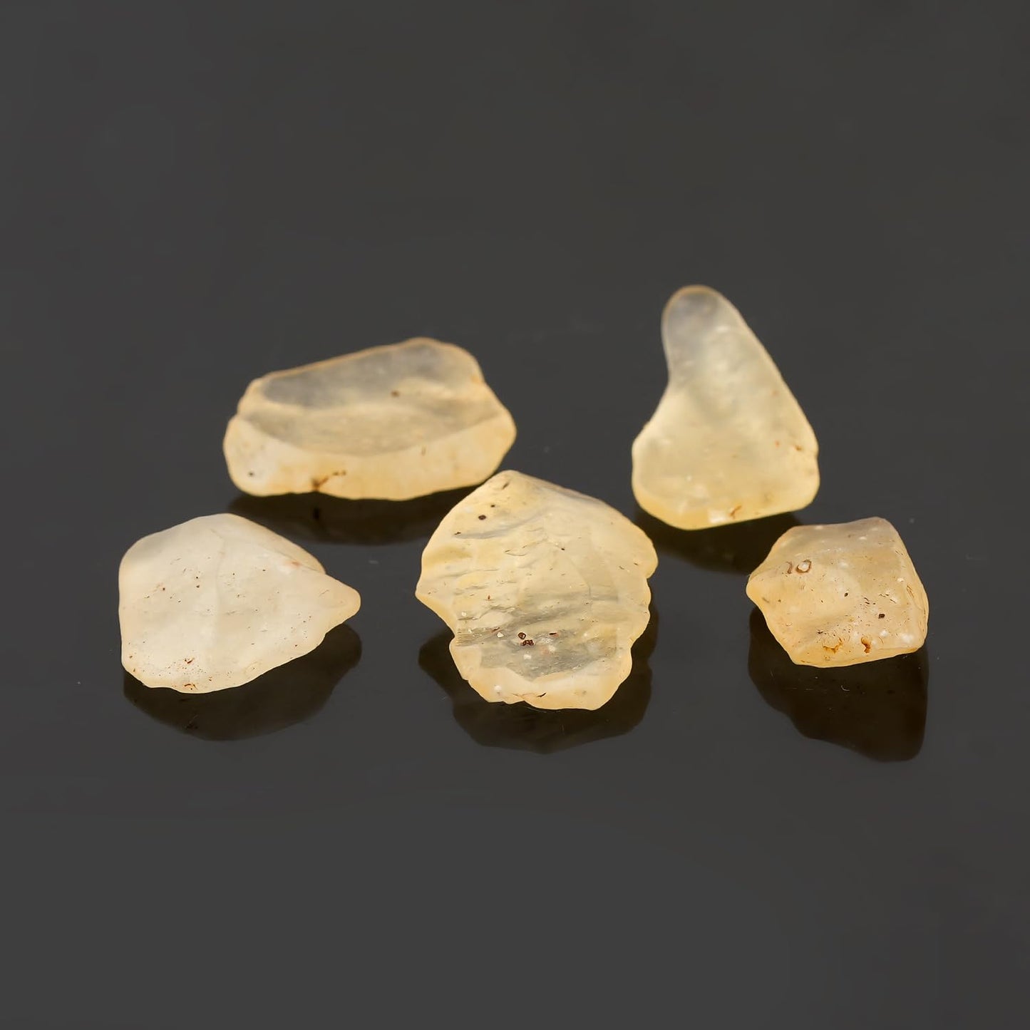 ColouredRocks (5pcs) Libyan Desert Glass, Raw Golden Tektite Crystals, Loose Gemstone, Wholesale Rough, Jewelry Making Supply, Chakra Healing Stones, DIY Craft, Gem Collection (15-20mm) (6.5gm)