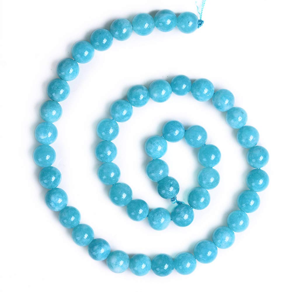 PLTbeads Gorgeous Blue Amazonite Dyed Jade Natural Gemstone Loose Beads 6mm Smooth Round Approxi 15 inch DIY Bracelet Necklace for Jewelry Making