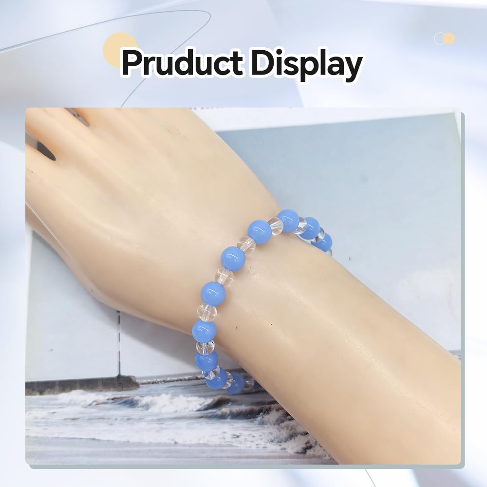 PAMIR TONG 400pcs 8mm Lt Blue Round Glass Beads for Bracelet Pretty Smooth Loose Beads for Necklace-Earring-Jewelry Making-Home Decor and DIY Crafts & Projects