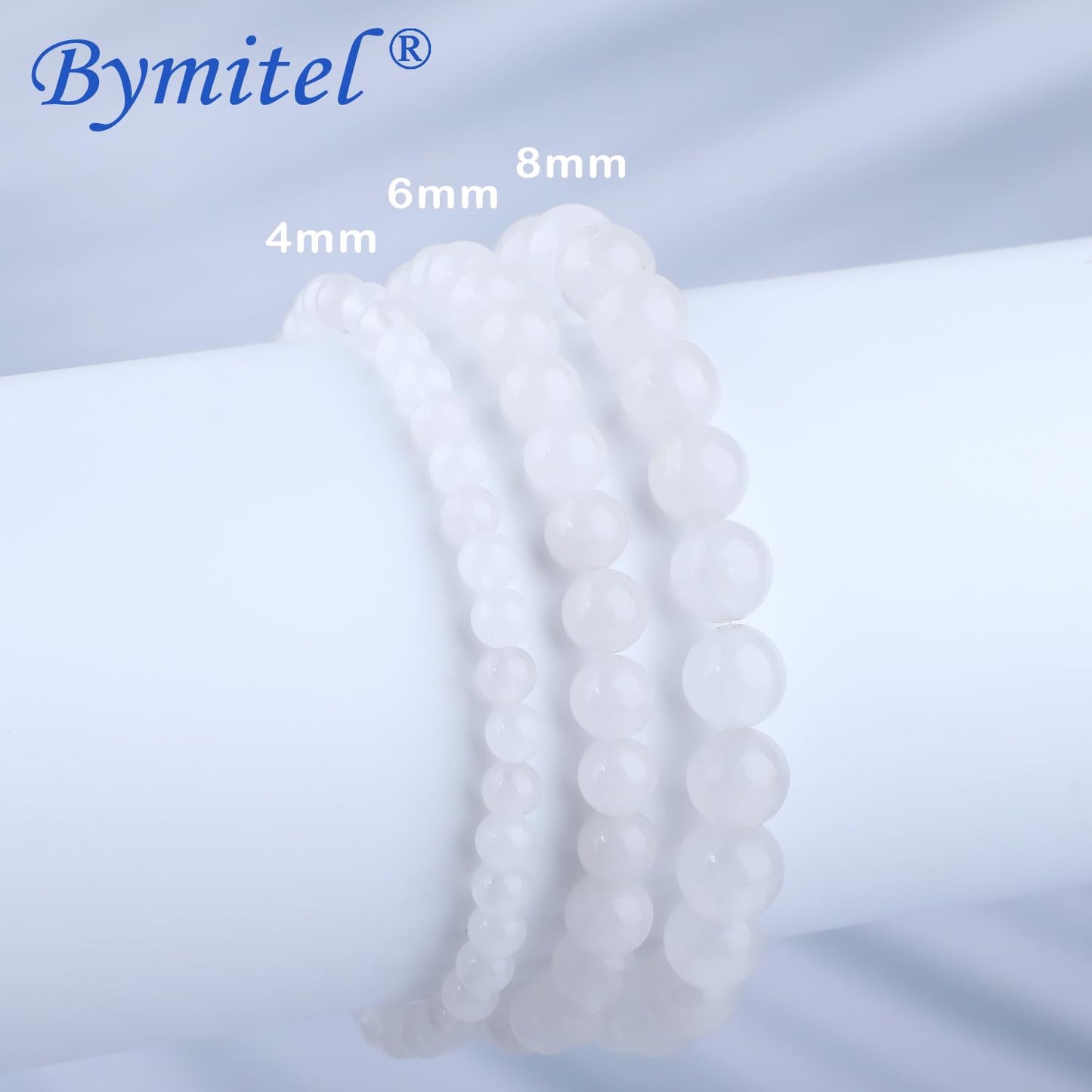 Bymitel 8mm White Jade - Handmade Reiki Gemstone Stretch Bracelet, Natural Beauty & Spiritual Essence, Crystal Healing for Unisex Adults