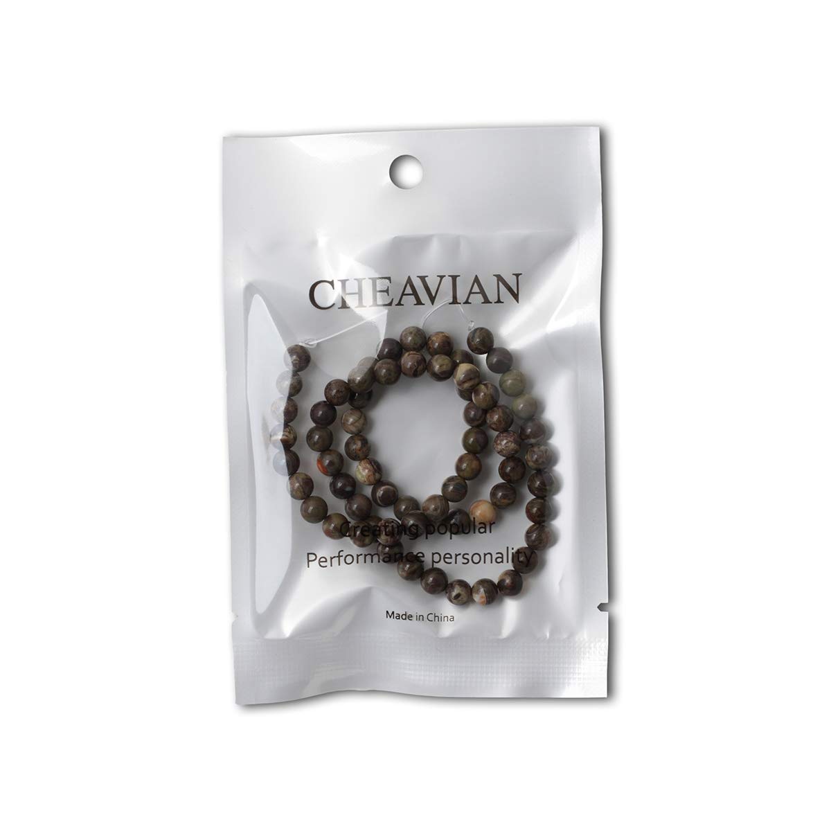 CHEAVIAN 60PCS 6mm Natural Patterned Agate Round Loose Beads for Jewelry Making 1 Strand 15 inches