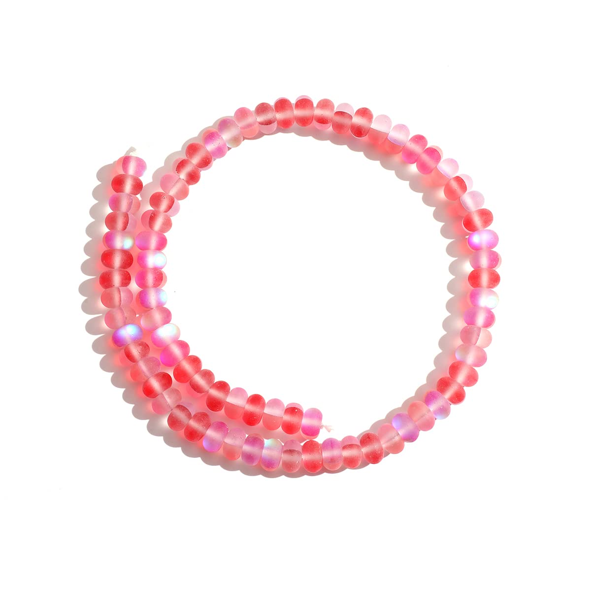 4×6mm Red Matte Aurora Crystal Glass Beads Loose Rondelle Disc Beads Frosted Moonstone for Jewelry Making