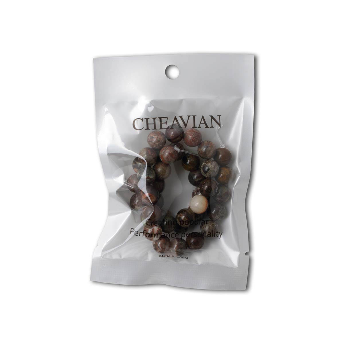 CHEAVIAN 35PCS 10mm Natural Patterned Agate Round Loose Beads for Jewelry Making 1 Strand 15 inches