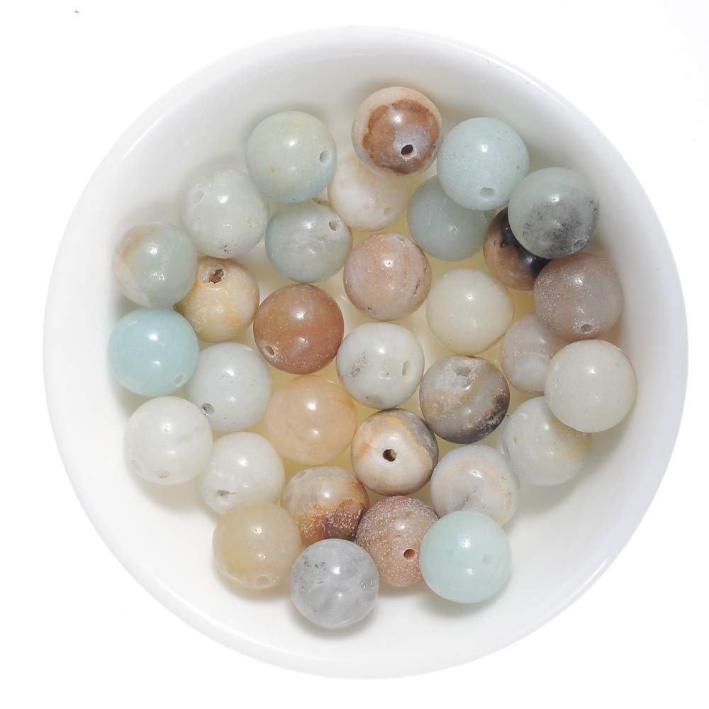 Natural Stone Beads 12mm Amazonite Gemstone Round Loose Beads Crystal Energy Stone Healing Power for Jewelry Making DIY,1 Strand 15"