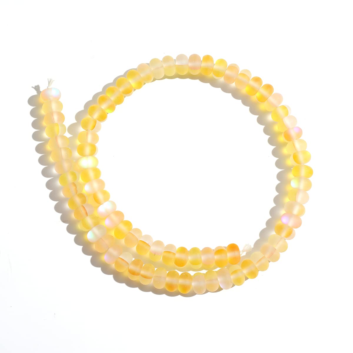 4×6mm Yellow Matte Aurora Crystal Glass Beads Loose Rondelle Disc Beads Frosted Moonstone for Jewelry Making