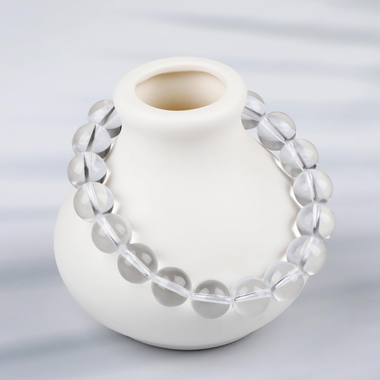 LPBeads Handmade Natural Gemstone Stretch Elastic 10mm Clear Quartz Bracelet Healing Crystal Round Stone Beads Jewelry Gifts for Women Men