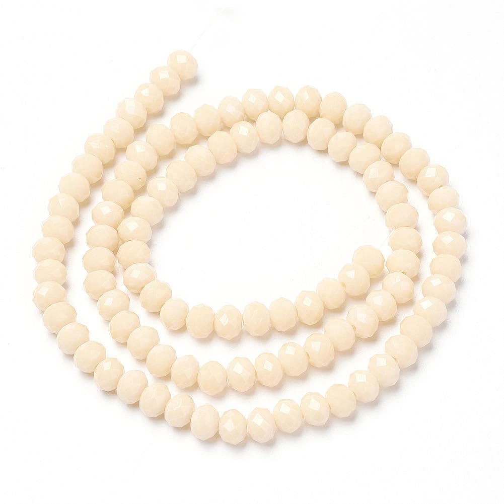 Elecrelive 600Pcs Antique White Glass Crystal Beads 8mm Faceted Rondelle Beads Briolette Tiny Loose Crystal for Bracelets Earring Jewelry Making