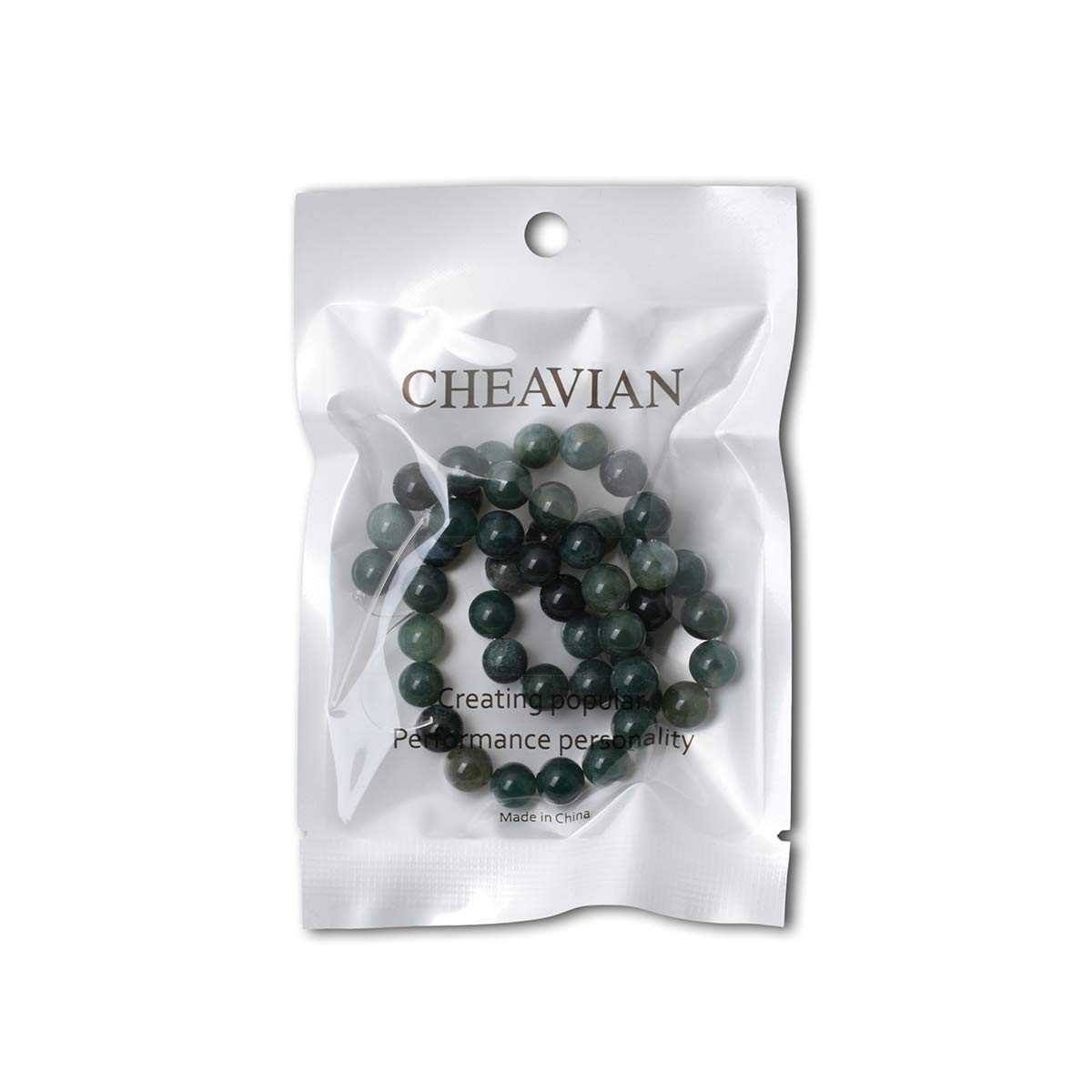 CHEAVIAN 45PCS 8mm Natural Moss Agate Gemstone Round Loose Beads for Jewelry Making DIY 1 Strand 15"