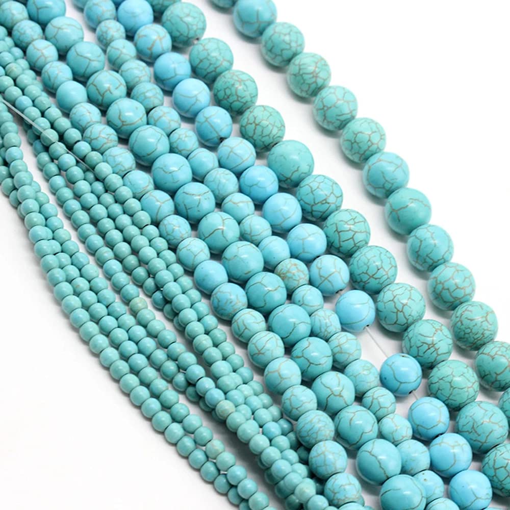 12mm 30pcs Beads Howlite Turquoises Natural Stone Jewelry Findings Necklace Earrings Antique Ornament Dangle Component Bracelet Making DIY … (12mm, Blue Round)