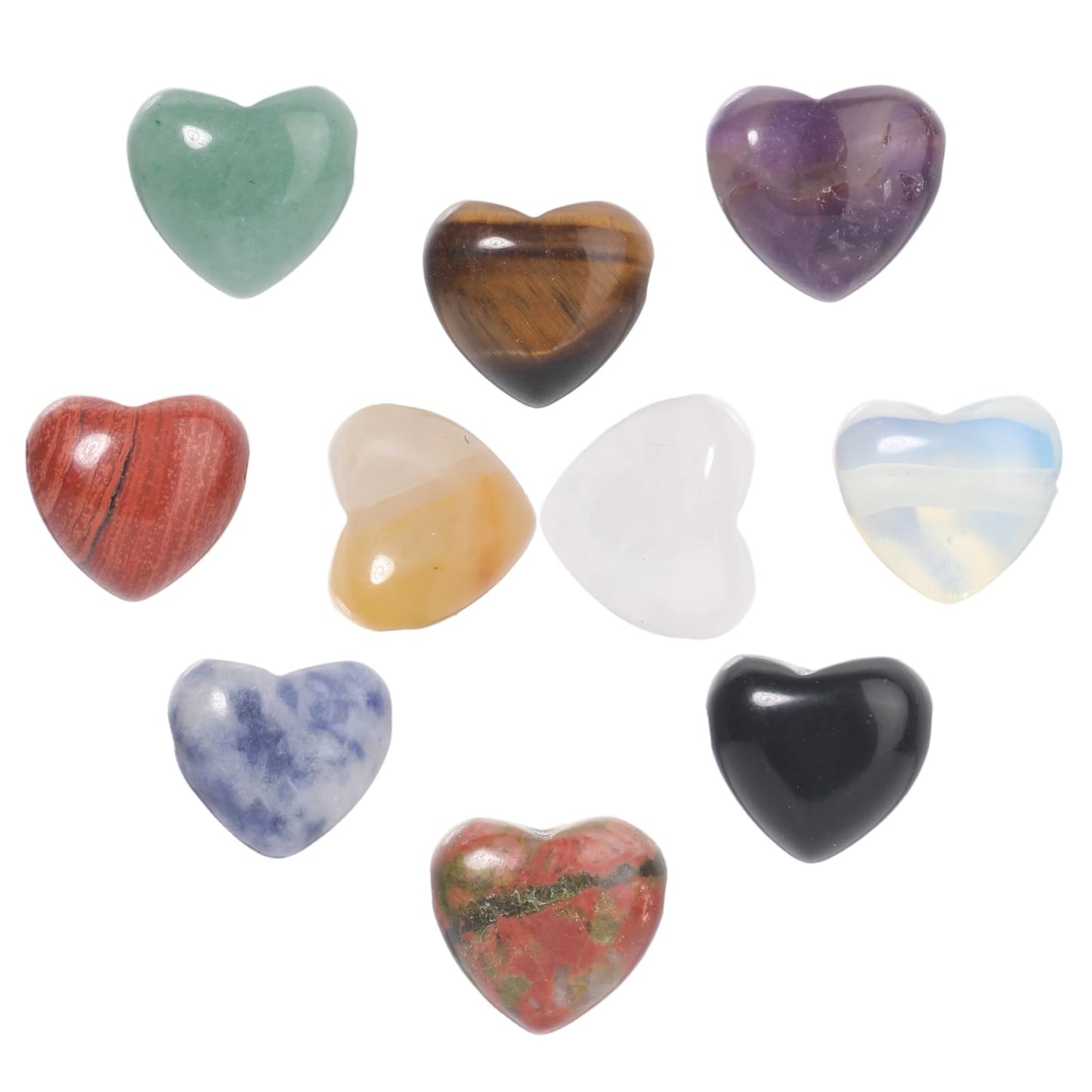 Yochus 5pcs Unakite Natural Heart Stone Beads,12mm Healing Energy Gemstone for Jewelry Making Earring Necklace DIY