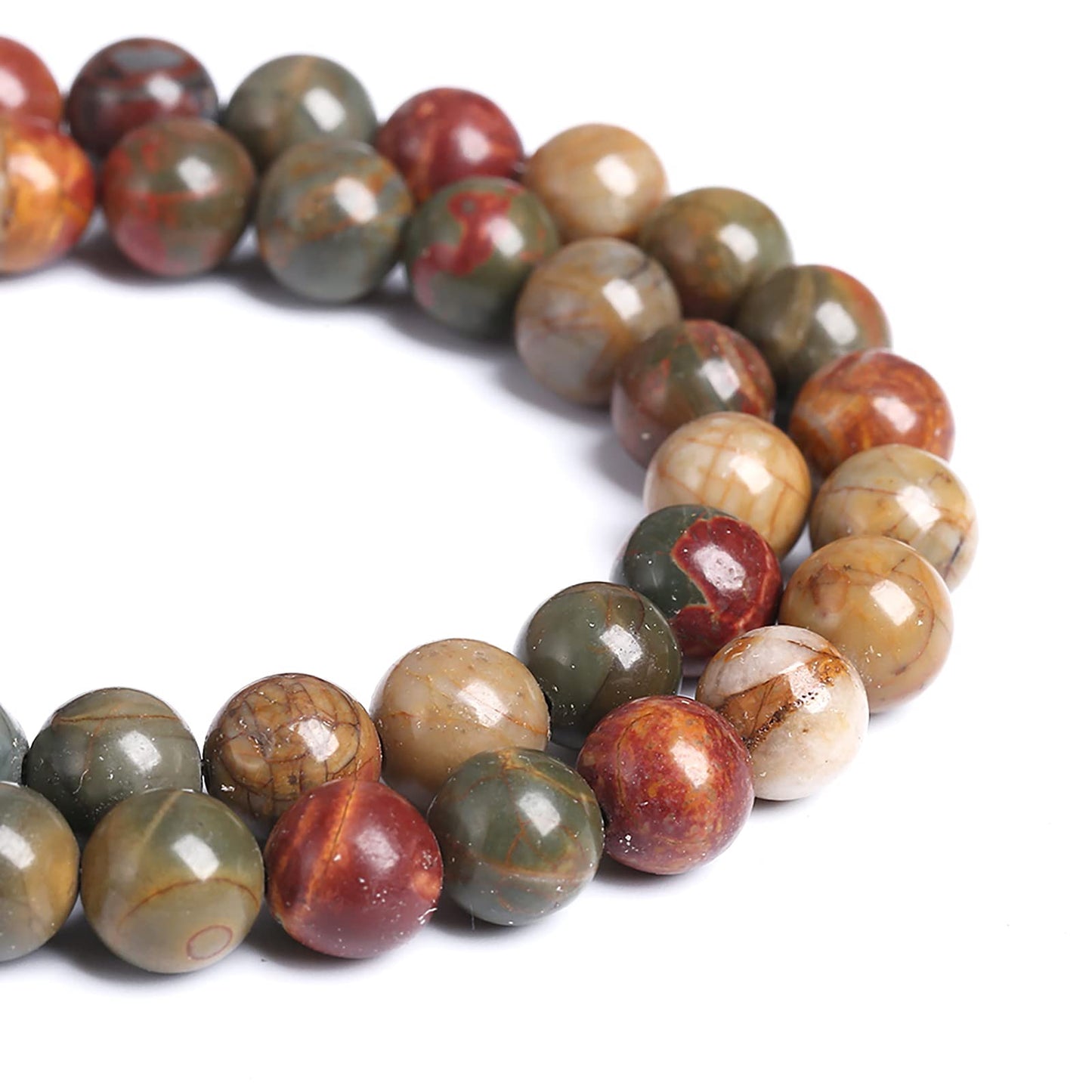 10MM 37PCS Natural Stone Picasso Jasper Loose Beads for Jewelry Making DIY Bracelet
