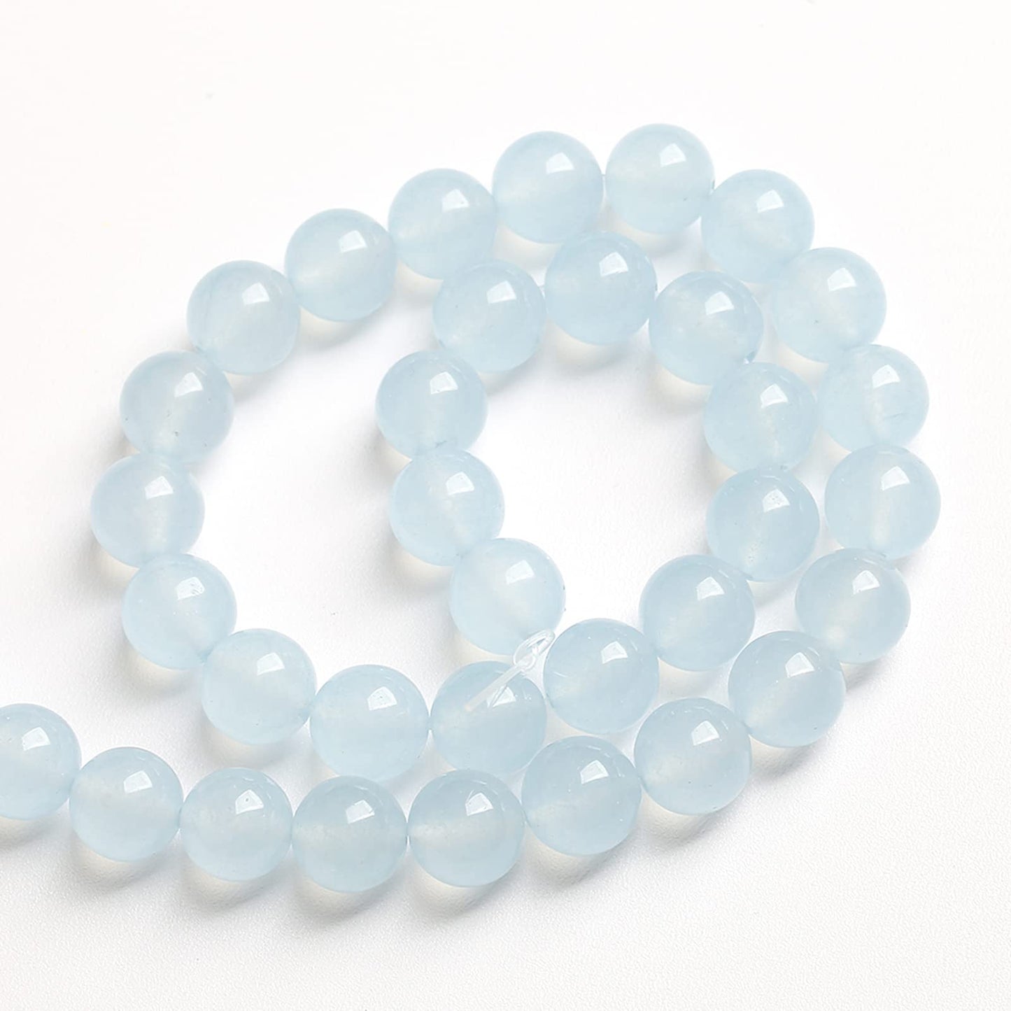 10MM 36PCS Natural Stone Light Blue Chalcedony Loose Beads for Jewelry Making DIY Bracelet Necklace…