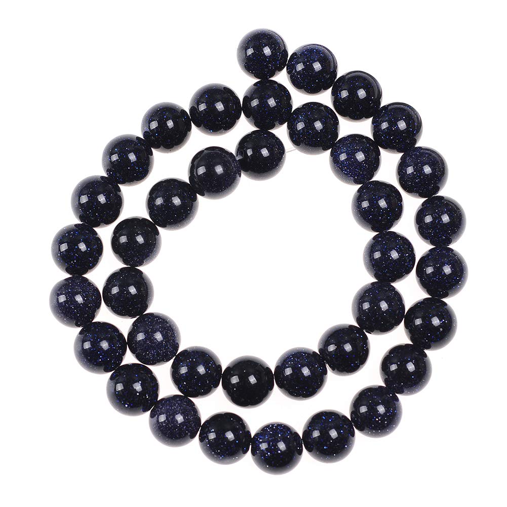 Natural Stone Beads 14mm Blue Sand Stone Round Loose Beads Crystal Energy Stone Healing Power for Jewelry Making DIY,1 Strand 15"