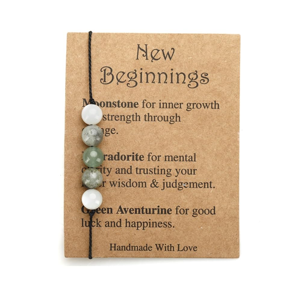 Pingyongchang Crystal Stones Spiritual 7 Chakra Bracelets for Women Men Amethyst Protection Anxiety Empath Malachite Aquamarine Citrine Bracelet Get Well Soon Gifts-New Beginnings