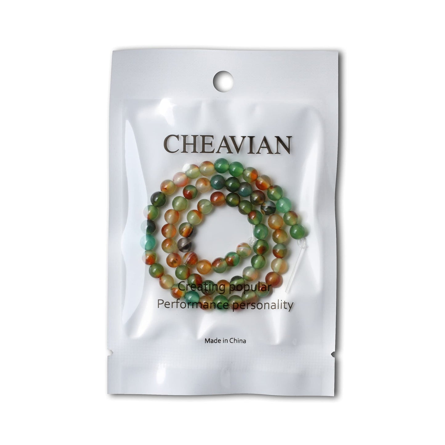 CHEAVIAN 60PCS 6mm Peacock Agate Round Loose Beads for Jewelry Making DIY Materials 1 Strand 15"