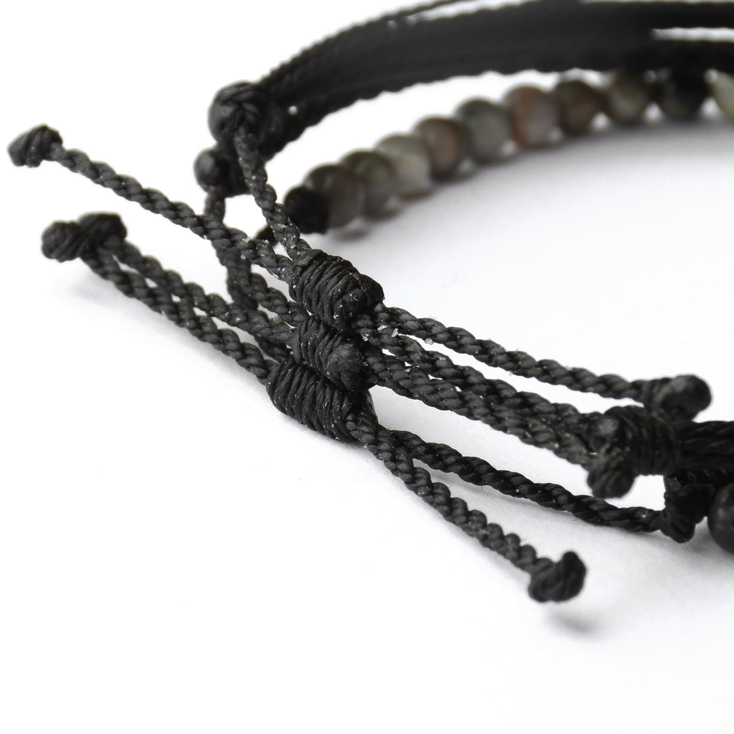 Handmade Natural Stone Beaded Healing Bracelet Gift for Men Adjustable Rope String Bracelet (Black Picasso, Adjustable)