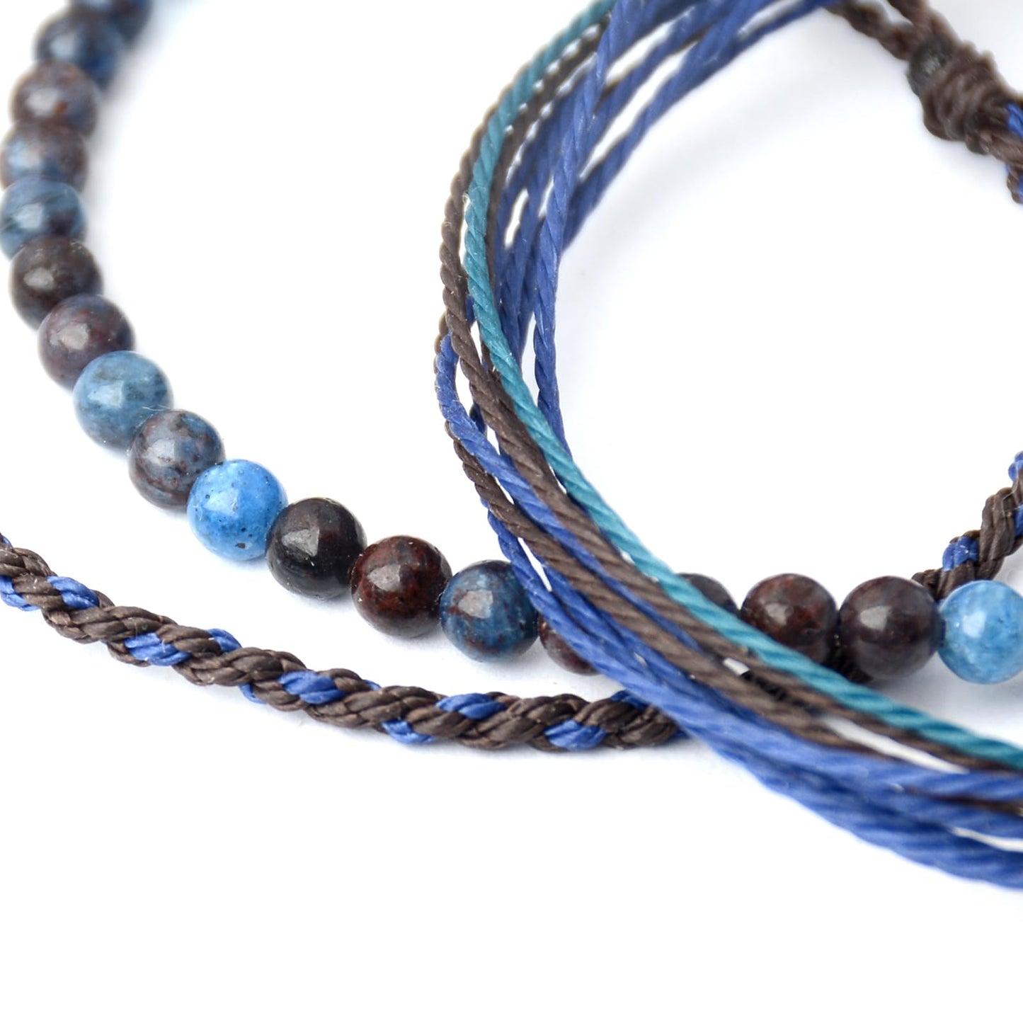 Handmade Natural Stone Beaded Healing Bracelet Gift for Men Adjustable Rope String Bracelet (DarkBlue/Coffee Jasper, Adjustable)