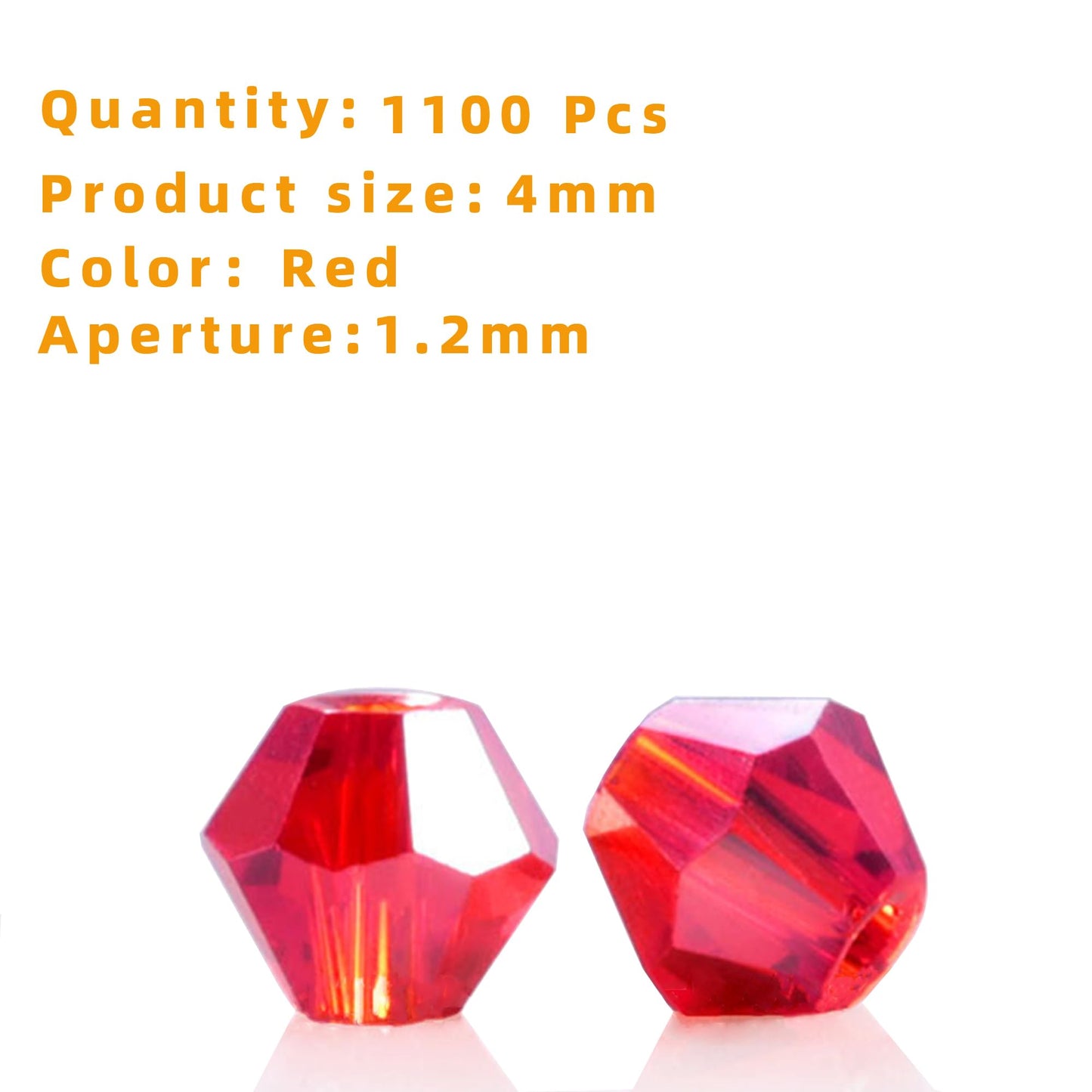 Laopottbeads 1100pcs Red 4mm Bicone Crystal Beads for Jewelry Making โ Faceted Glass Beads for DIY Bracelets, Necklaces, Earrings, Suncatchers, Crafts, and Loc Sprinkles