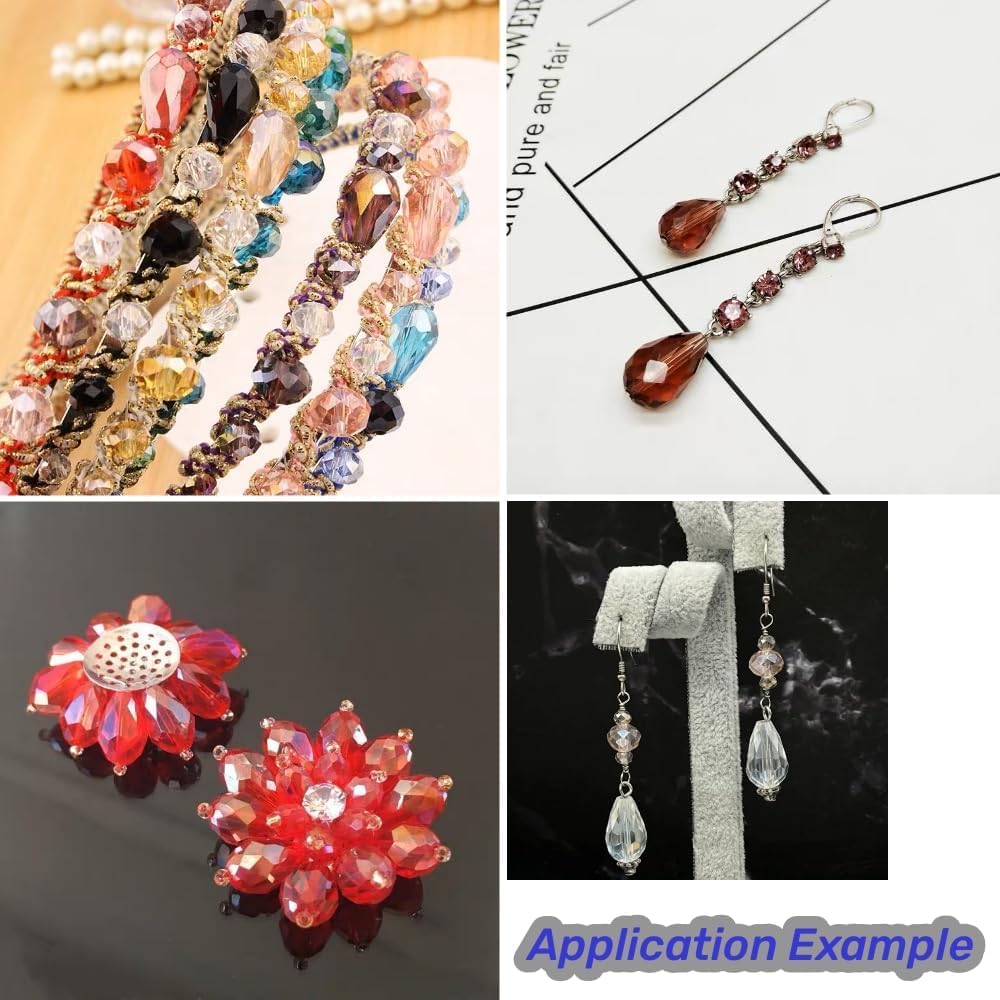 Honkoolly 50pcs 10x15mm Teardrop Crystal Glass Beads Vertical Hole Faceted Glass Teardrop Spacer Beads for Bracelets Necklace Earring DIY Jewelry Making Craft(Red AB)