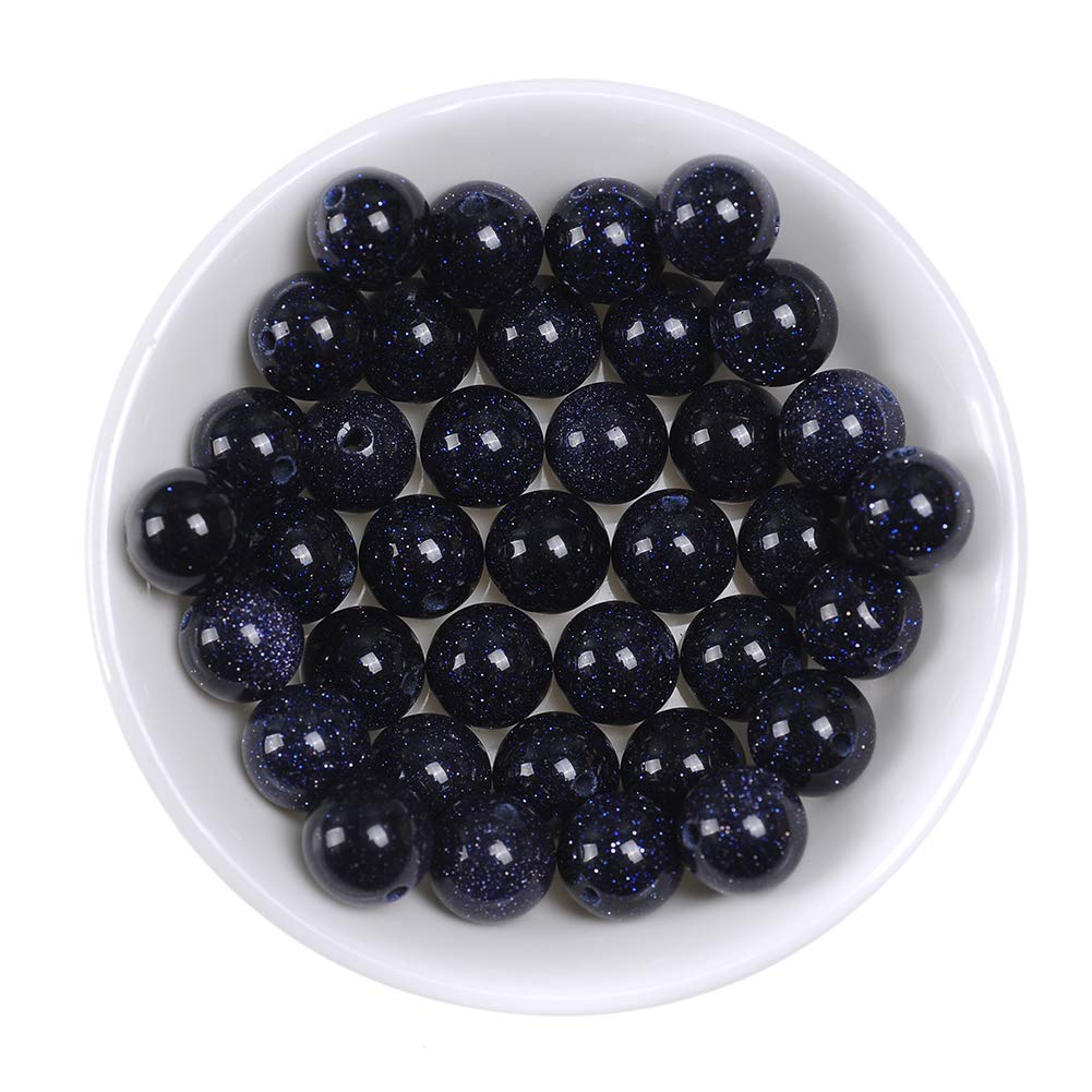 Natural Stone Beads 12mm Blue Sand Stone Round Loose Beads Crystal Energy Stone Healing Power for Jewelry Making DIY,1 Strand 15"