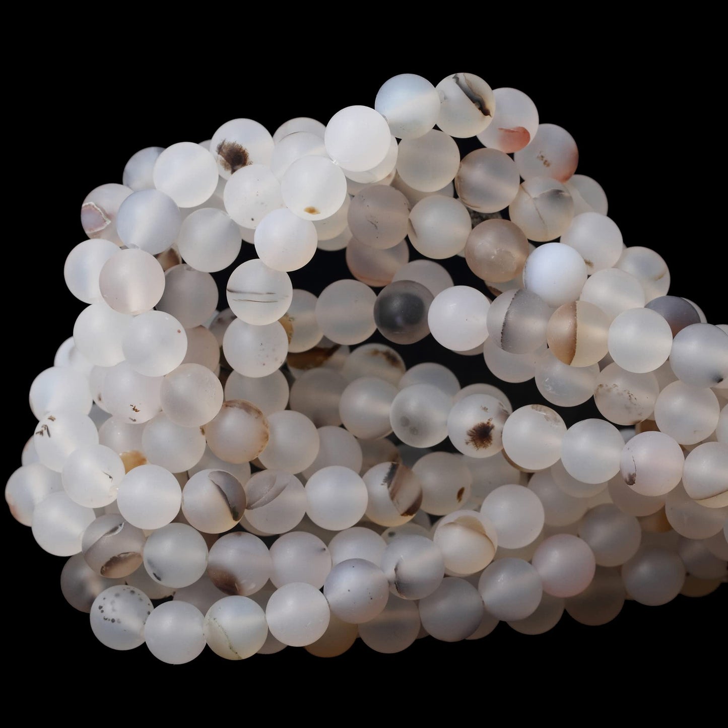 CHEAVIAN 45PCS 8mm Natural Frosted Moss Grass Agate Gemstone Round Loose Beads for Jewelry Making 1 Strand 15"