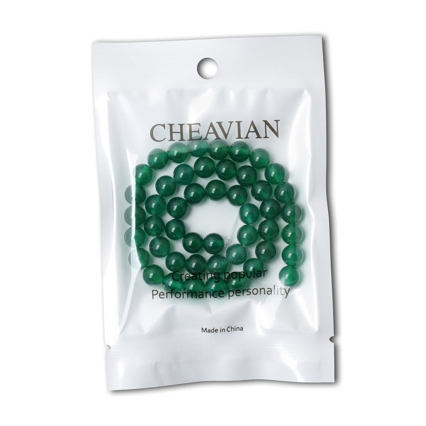 CHEAVIAN 45PCS 8mm Green Agate Gemstone Round Loose Beads for Jewelry Making 1 Strand 15"