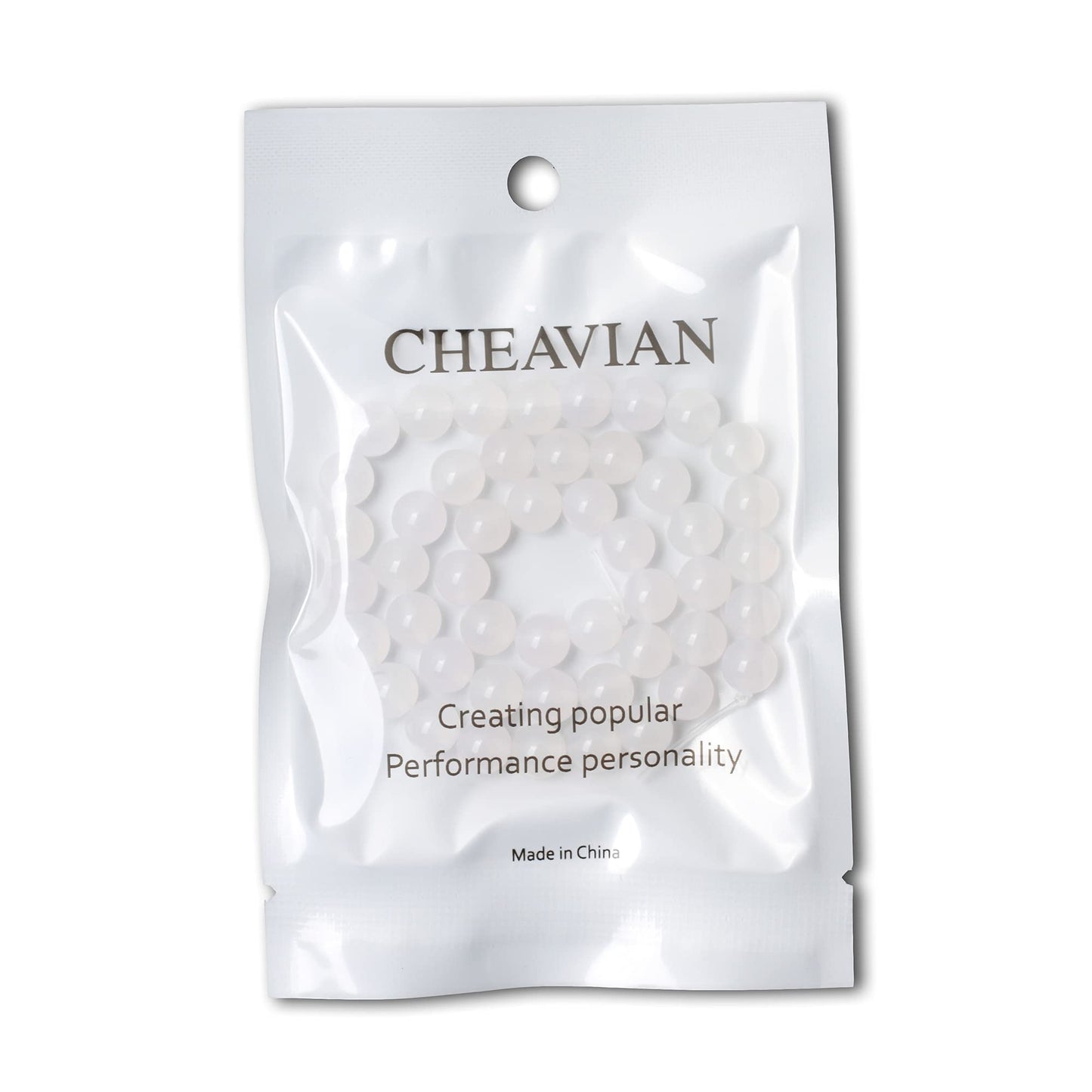 CHEAVIAN 45PCS 8mm Natural White Agate Gemstone Round Loose Beads for Jewelry Making 1 Strand 15"