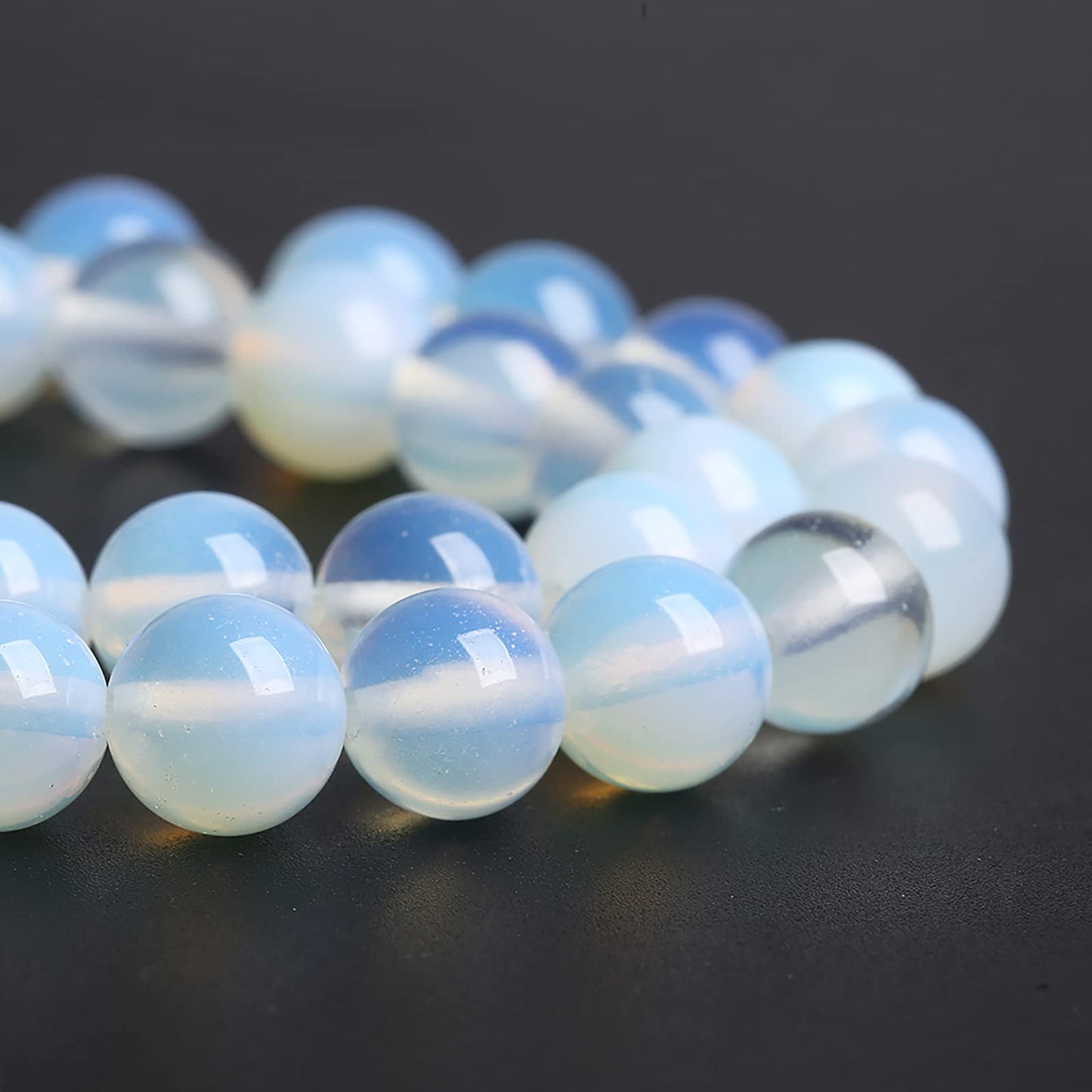 8MM 46PCS Natural Stone White Opal Quartz Loose Crystal Beads for Jewelry Making DIY Bracelet 1 Strand