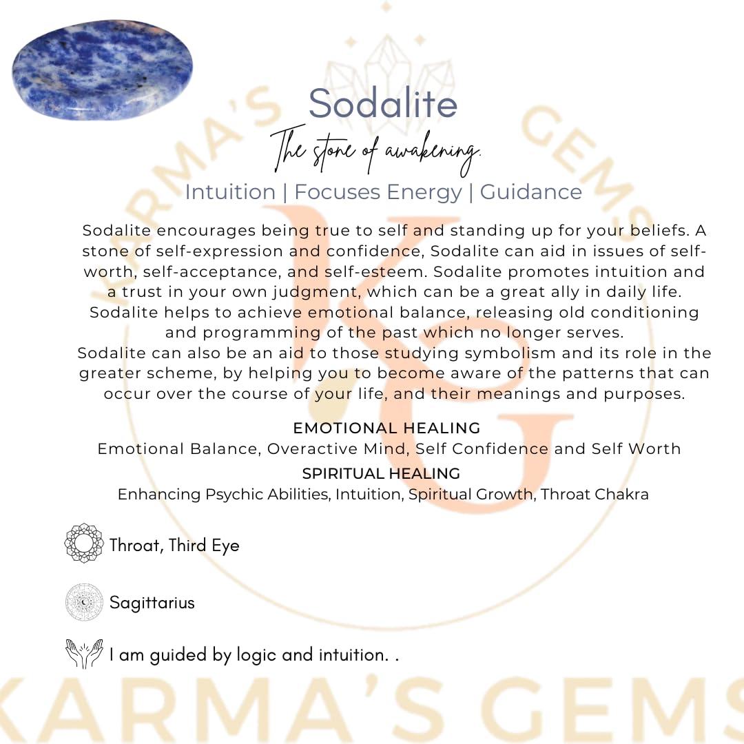 Sodalite - Rubbing Natural Thumb Worry Stone - Hold in Your Hand for Relaxation or Anxiety Relief - Enhance Meditation, Aid in Healing the Mind, Body and Spirit