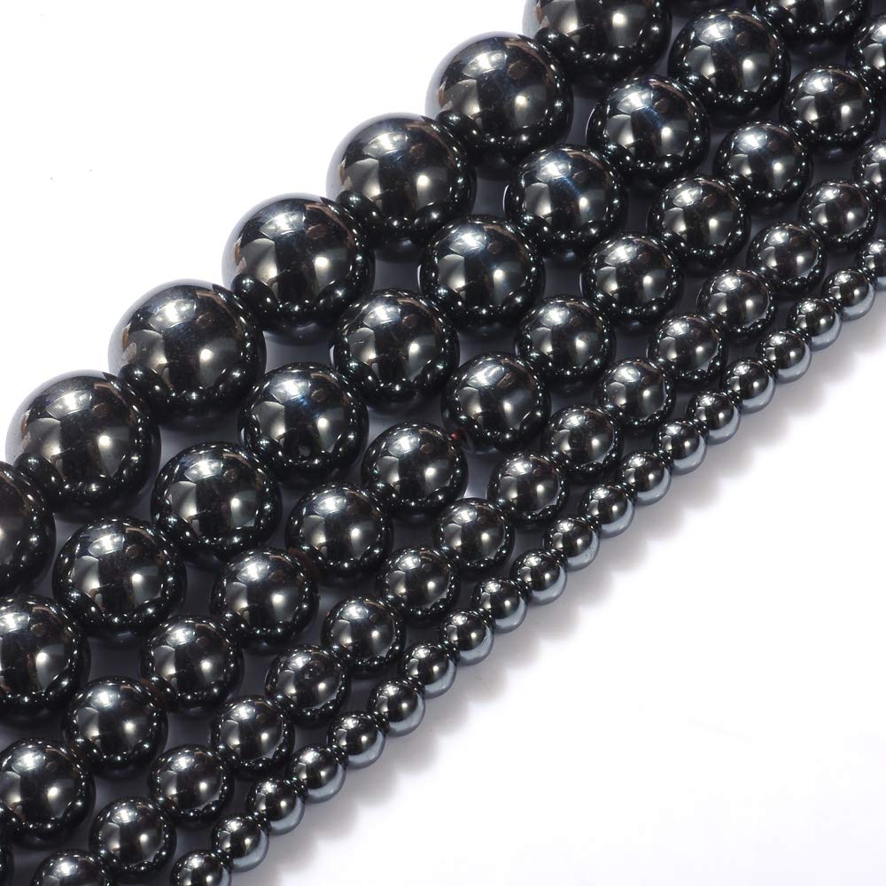 Natural Stone Beads 20mm Hematite Gemstone Round Loose Beads Crystal Energy Stone Healing Power for Jewelry Making DIY,1 Strand 15"