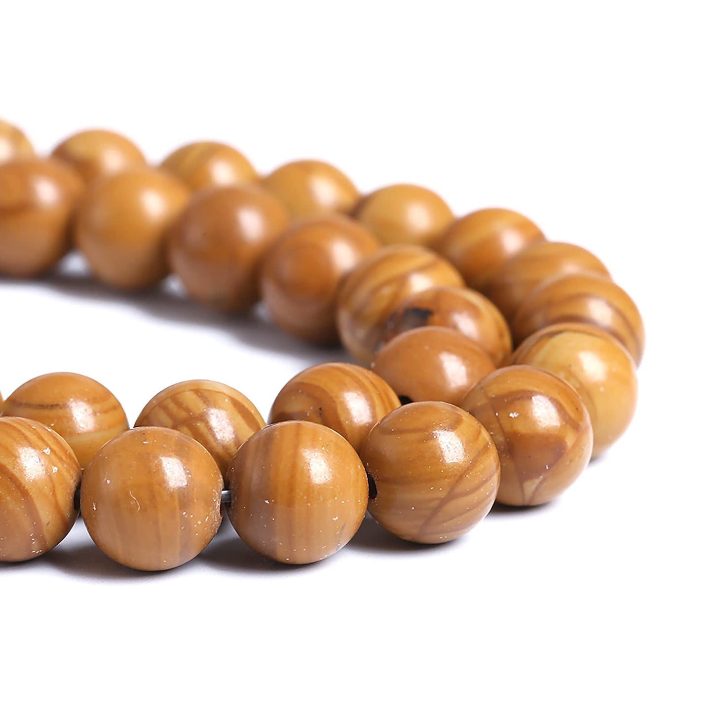 10MM 38PCS Natural Stone Yellow Woodgrain Jasper Loose Beads for Jewelry Making DIY Bracelet