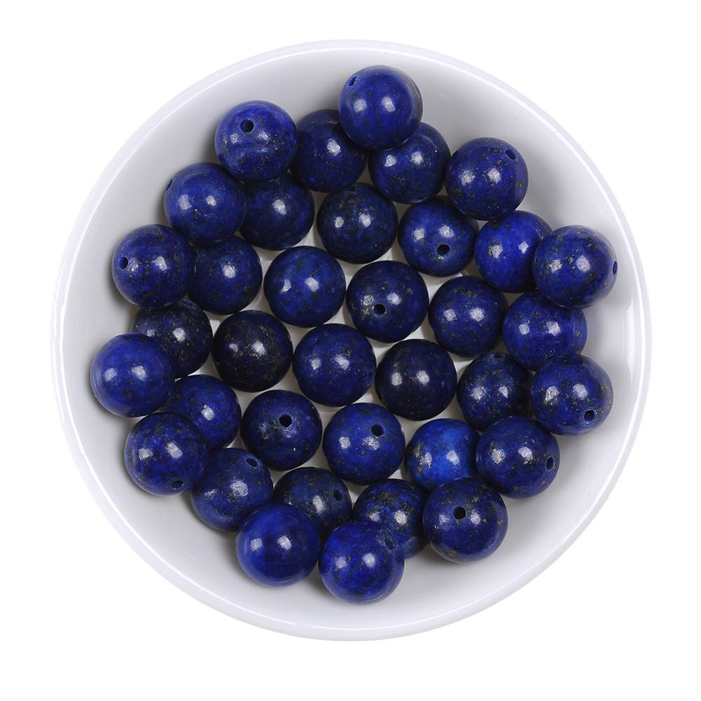 Natural Stone Beads 12mm Lapis Lazuli Gemstone Round Loose Beads Crystal Energy Stone Healing Power for Jewelry Making DIY,1 Strand 15"