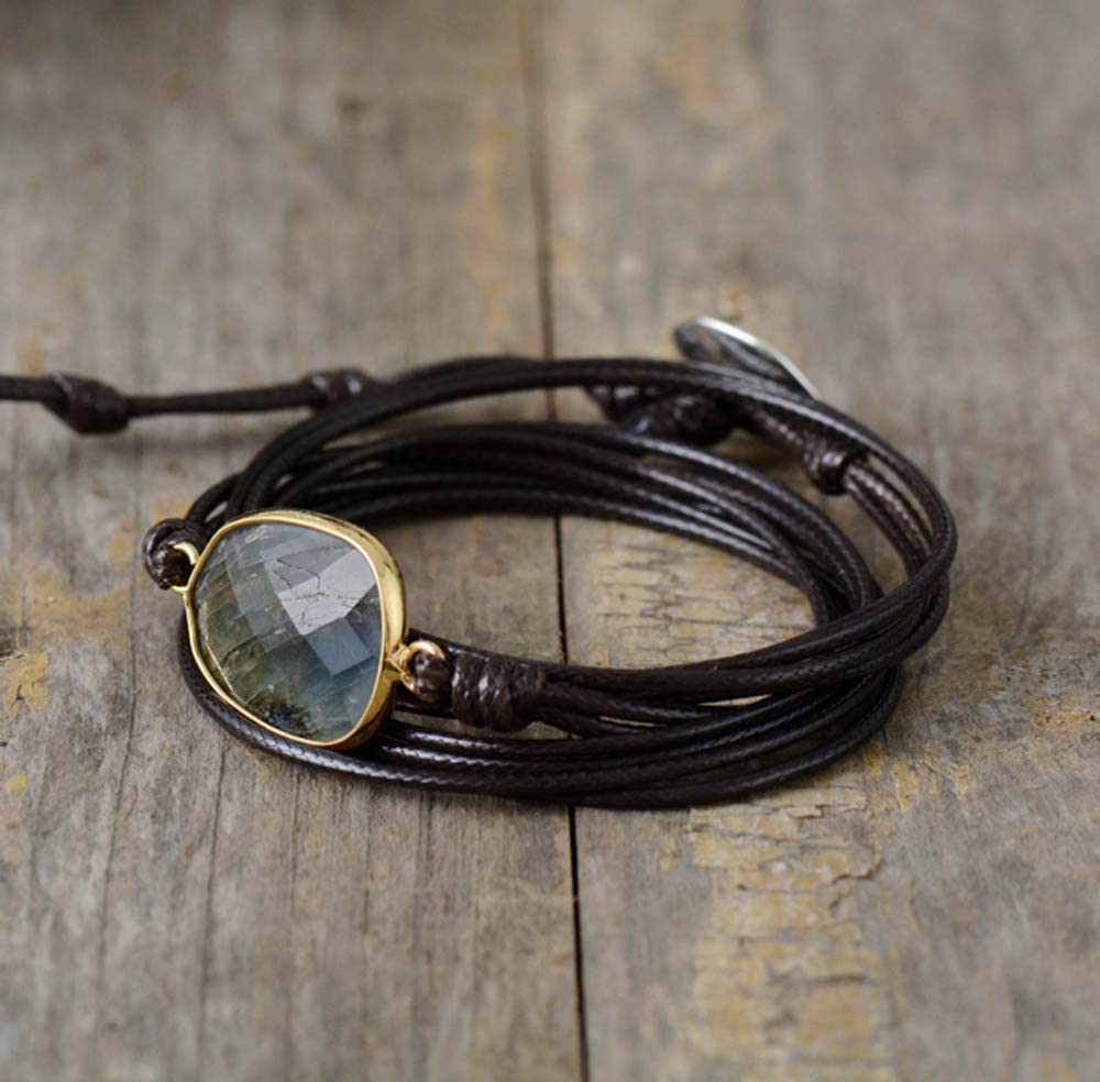 ZOSOJONA Women Wrap Bracelet Boho Natural Jasper Crystal Stone Beads Strand Bracelets