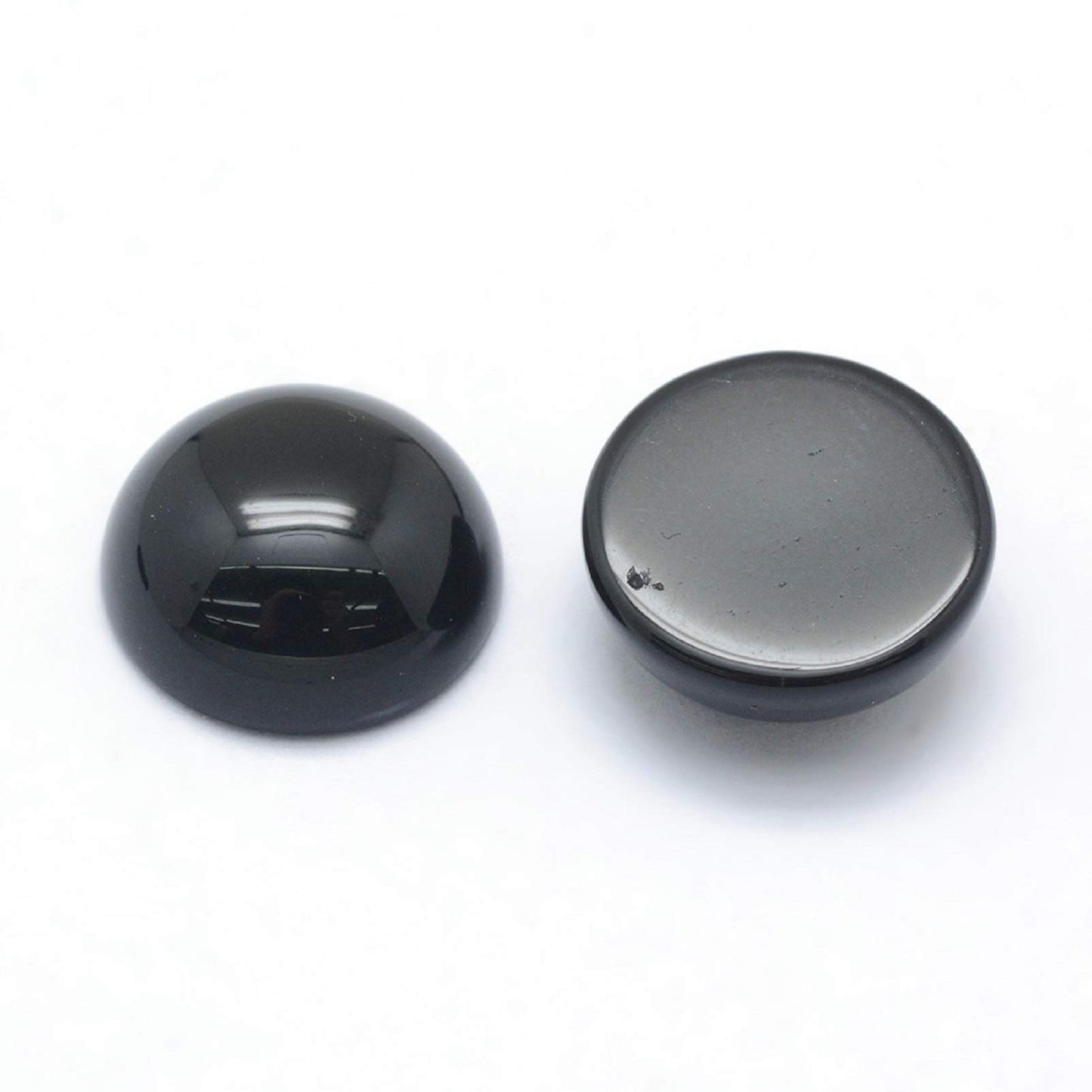 Fashewelry 50Pcs Natural Black Agate Cabochon Stone Half Round Beads 12mm Flat Back Gemstone Chakra Healing Crystal Dome Cover Cabs for Jewelry Making