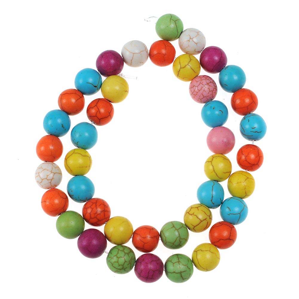 Natural Stone Beads 8mm Colorful Turquoise Gemstone Round Loose Beads Crystal Energy Stone Healing Power for Jewelry Making DIY,1 Strand 15"
