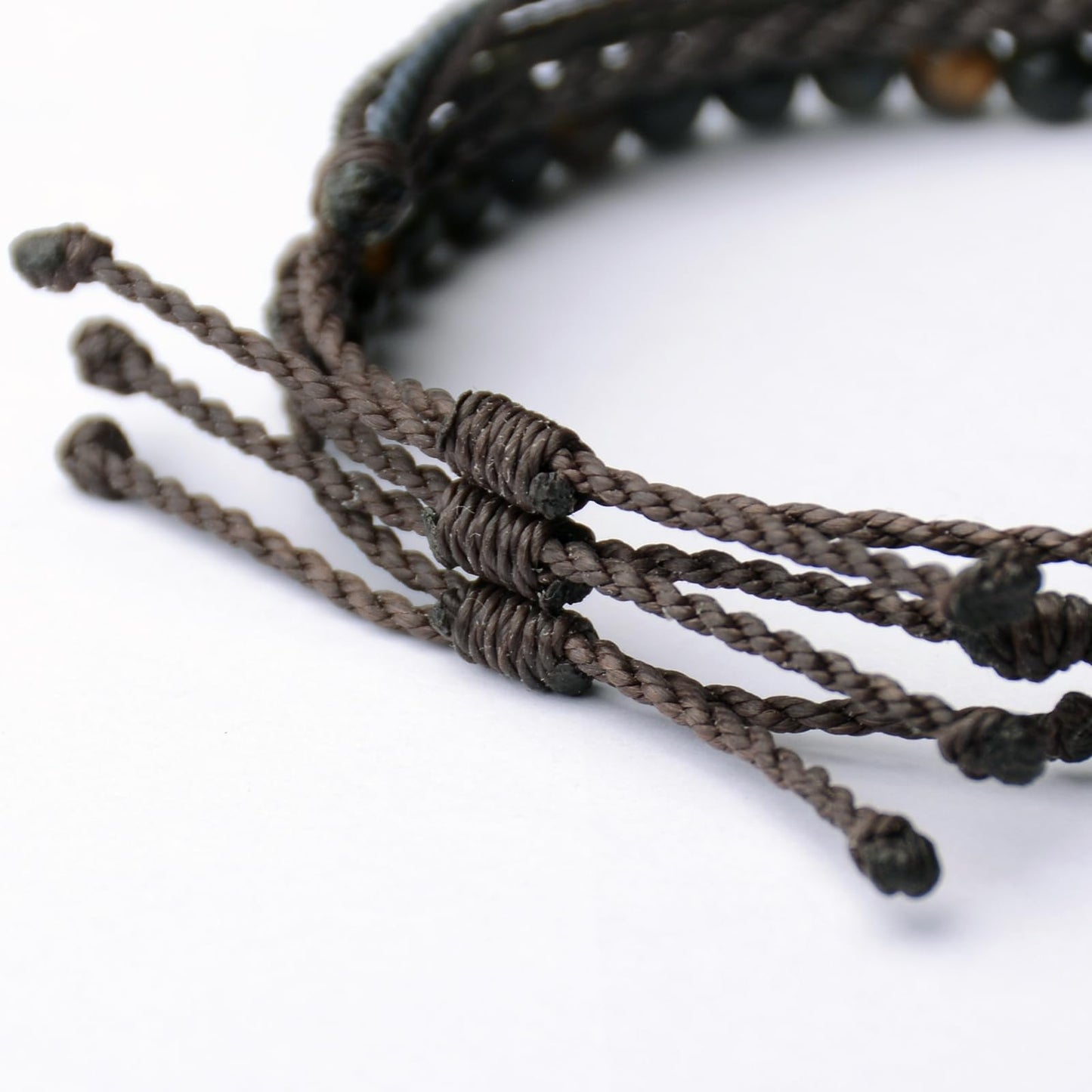Mezcla Vida Handmade Natural Stone Beaded Healing Bracelet Gift for Men Adjustable Rope String Bracelet (Tiger Eye(Dark), Adjustable)
