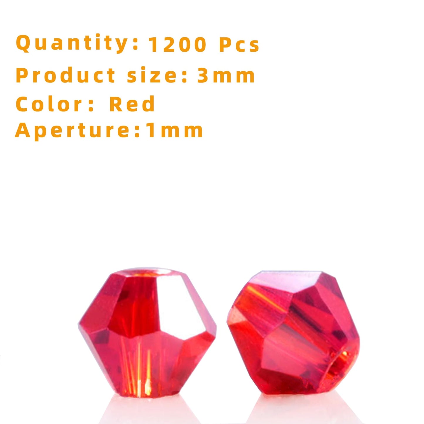 Laopottbeads 1200pcs Red 3mm Bicone Crystal Beads for Jewelry Making โ Faceted Glass Beads for DIY Bracelets, Necklaces, Earrings, Suncatchers, Crafts, and Loc Sprinkles