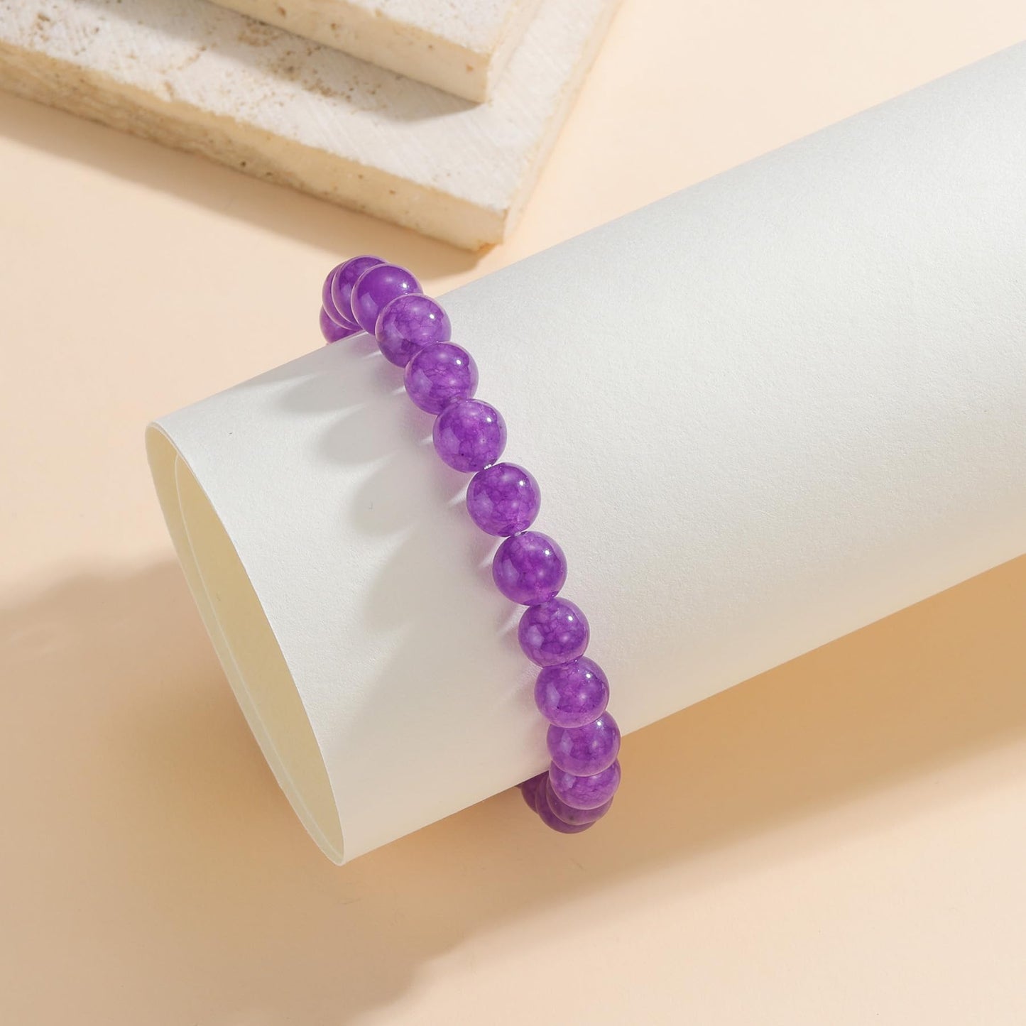 Udolfly Womens Crystal Beaded Bracelets for Women Men Protective Energy Bracelet Natural Gemstone Bead Bracelet 8mm Amethyst