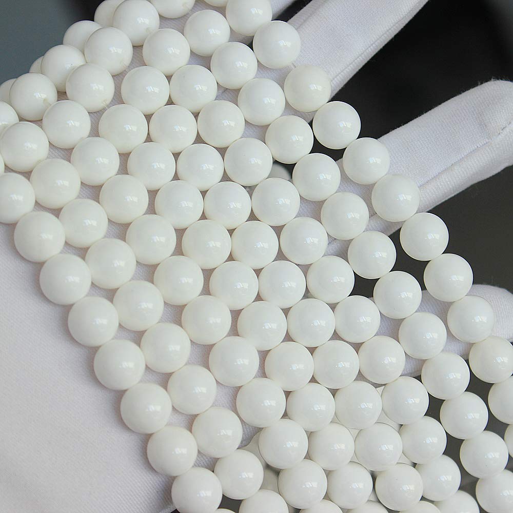 MJDCB 7A Natural Deep Sea White Shells Round Stone Beads for Jewelry Making DIY Bracelet Necklace (12mm)