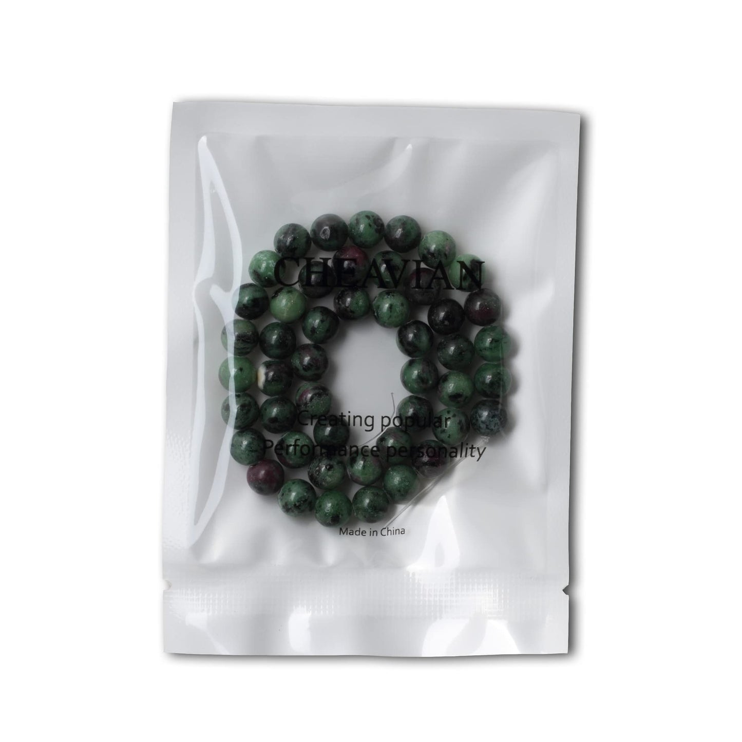 CHEAVIAN 45PCS 8mm Natural Ruby Zoisite Jasper Gemstone Round Loose Beads for Jewelry Making 1 Strand 15"