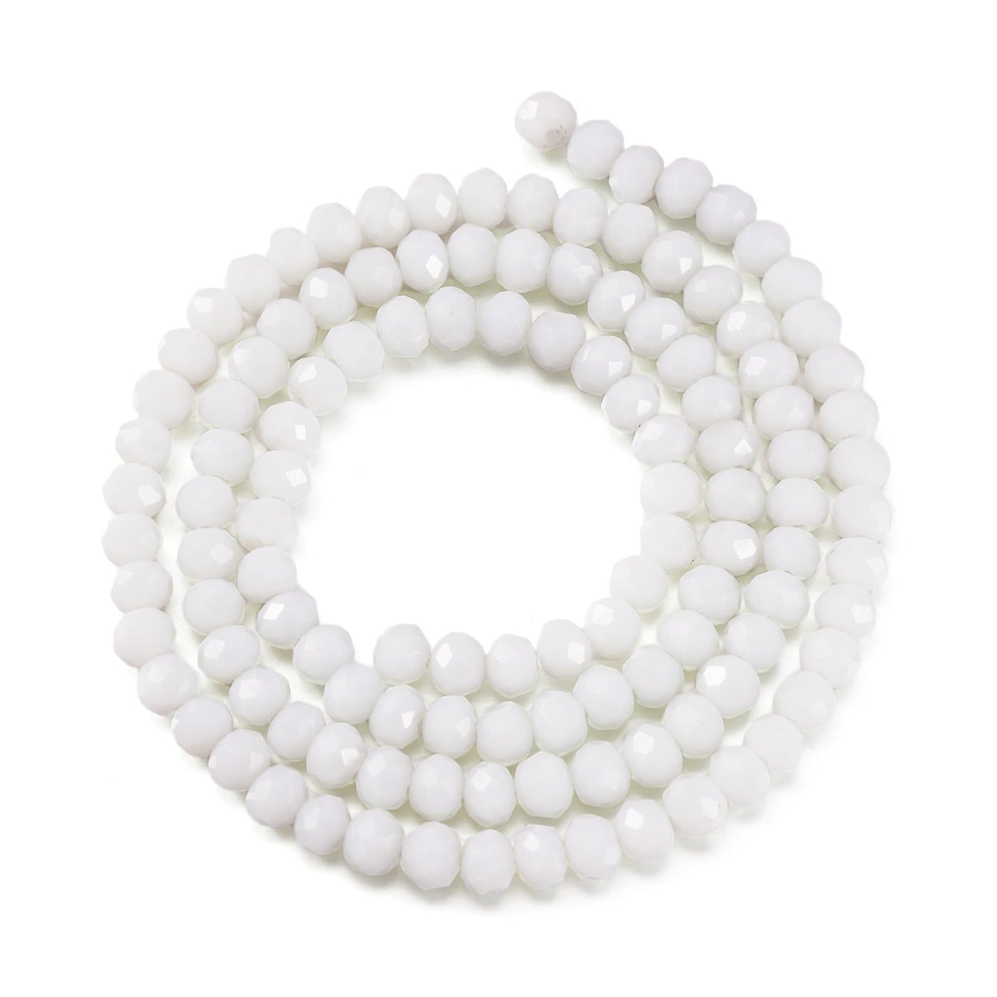 Elecrelive 1100Pcs 4mm White Glass Beads Rondelle Faceted Crystal Glass Beads Tiny Loose Crystals 10 Strands for Bracelets Necklace Earring Jewelry Making