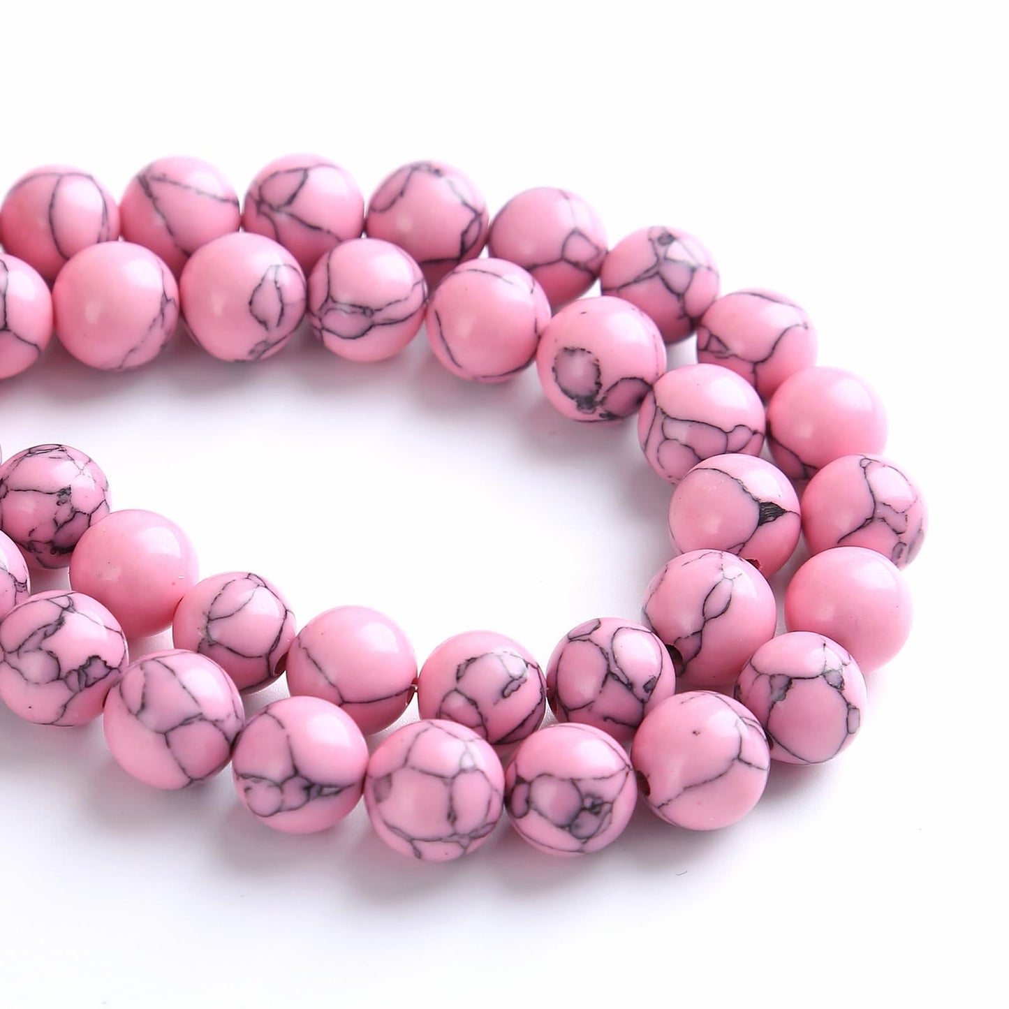 120PCS 6MM Pink Turquoise Spacer 2 Strands Loose Beads for Jewelry Making DIY Bracelet Necklace