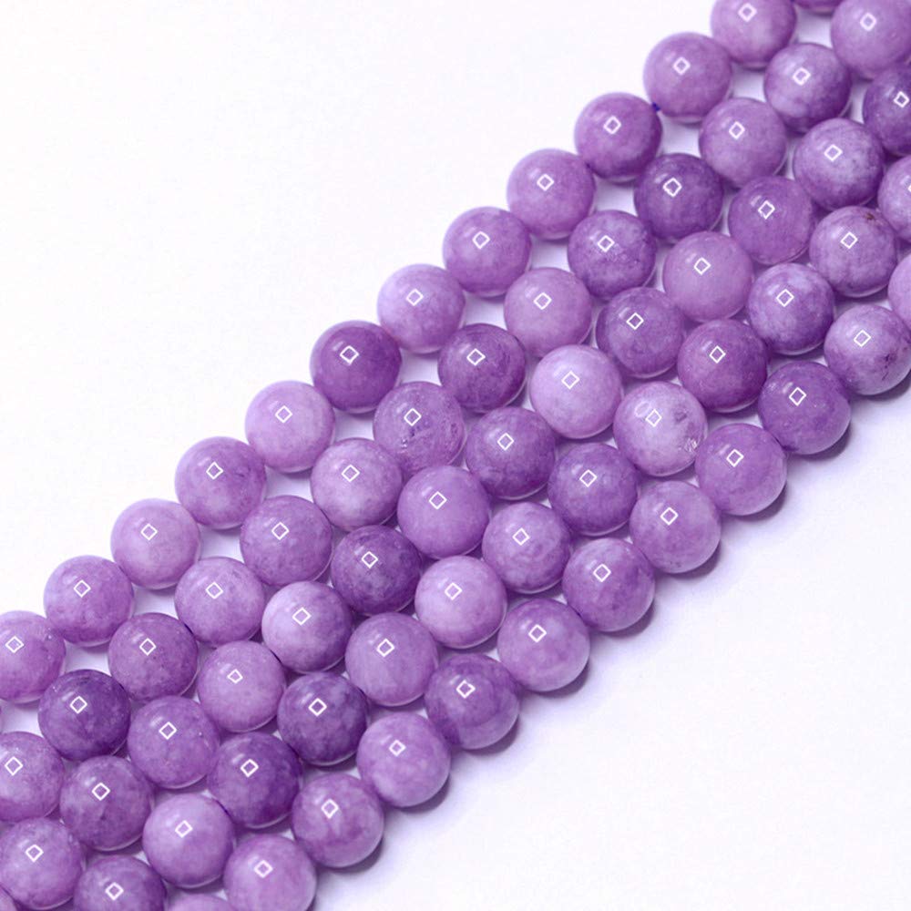 PLTbeads Gorgeous Purple Dyed Jade Natural Gemstone Loose Beads 8mm Smooth Round Approxi 15 inch DIY Bracelet Necklace for Jewelry Making