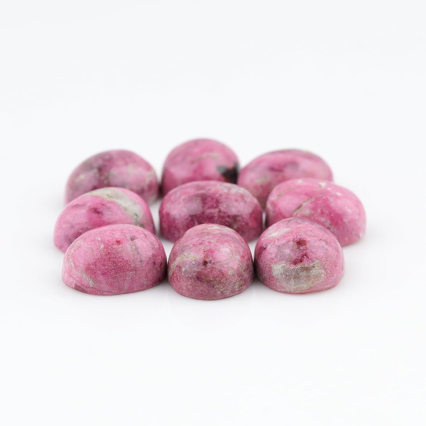 ColouredRocks (10 pcs. THULITE, Oval Shape, Natural Cabochon Crystals, Loose Gemstone, Wholesale Polished Supply, Jewelry Making, DIY Craft, Gem Collection (8x10mm approx.)
