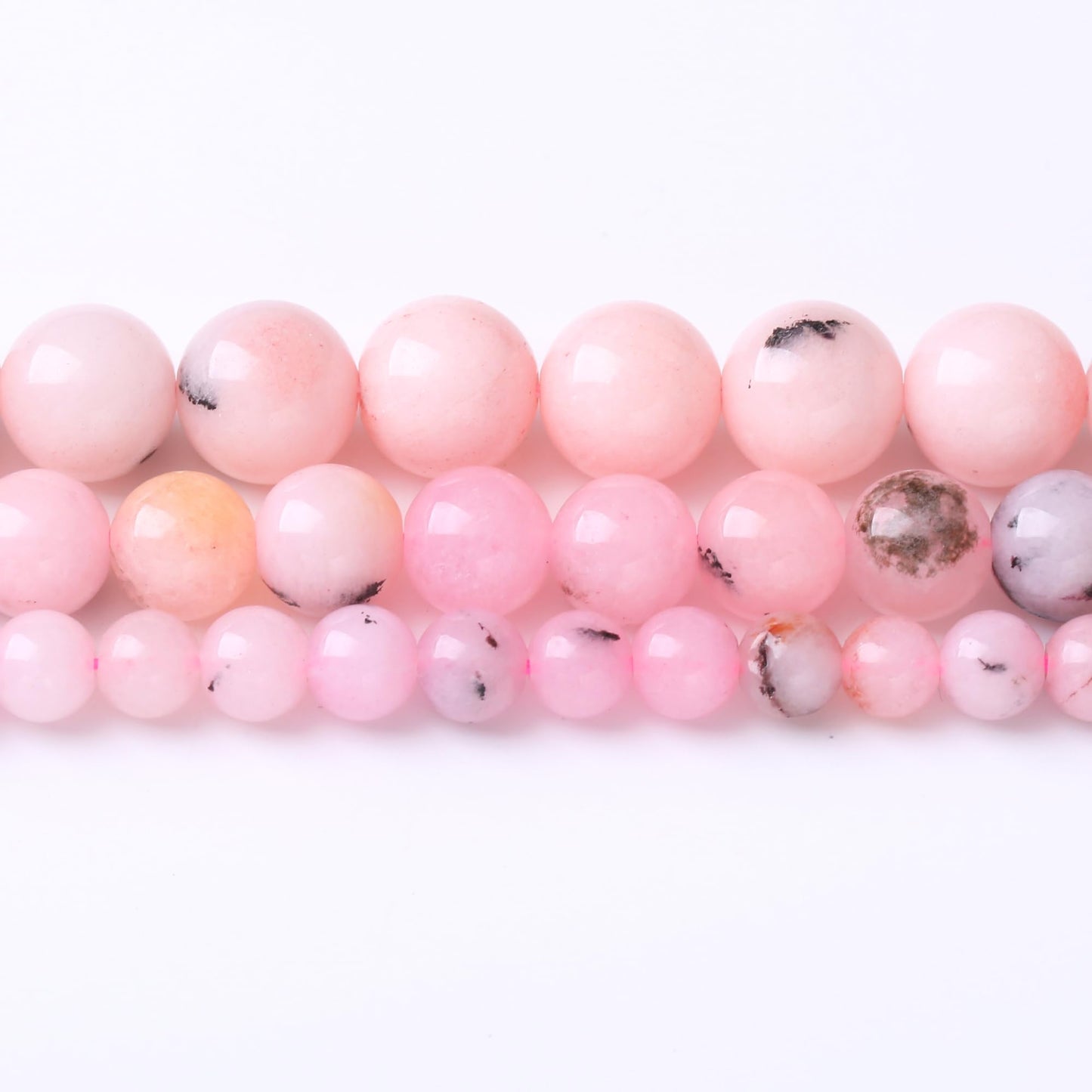8MM Pink Bamboo Round Loose Beads Natural Gem Beads Crystal Energy Stone Beads for Jewelry Making DIY Bracelet Necklaces