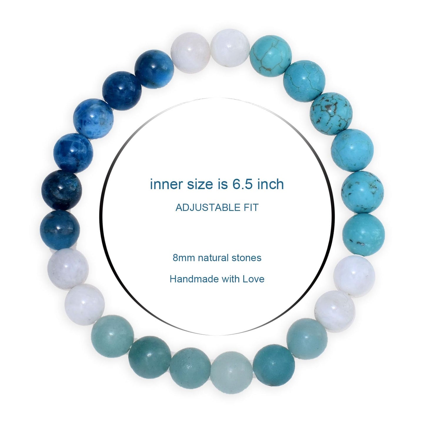 Ayriwoyi Beaded Bracelets for Women Friendship Turquoise Bracelet Healing Crystal Beads Stone Bracelet Blue Apatite Moonstone Bracelets