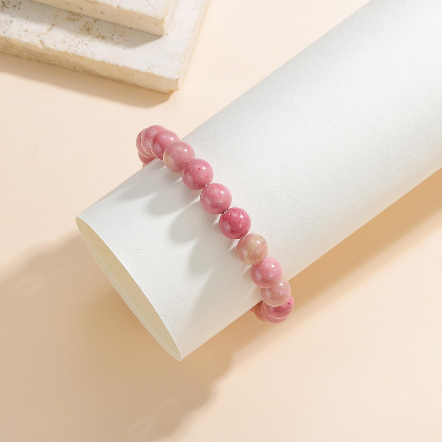 Udolfly Womens Crystal Beaded Bracelets for Women Men Protective Energy Bracelet Natural Gemstone Bead Bracelet 8mm Rhodochrosite