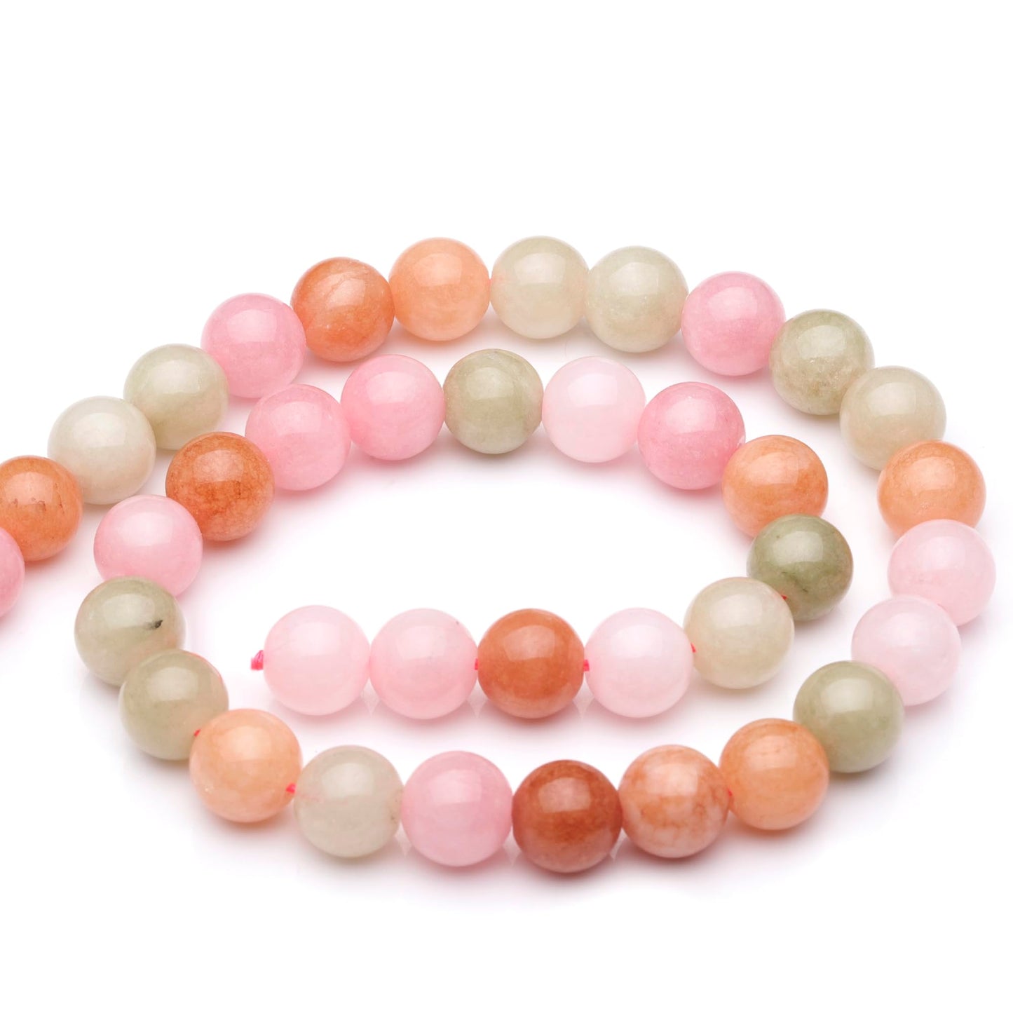Youngbling Natural Gemstone Beads for Jewelry Making,10mm Colorful Flower Jade Polished Round Smooth Stone Beads for Bracelet Necklace 15 Inch