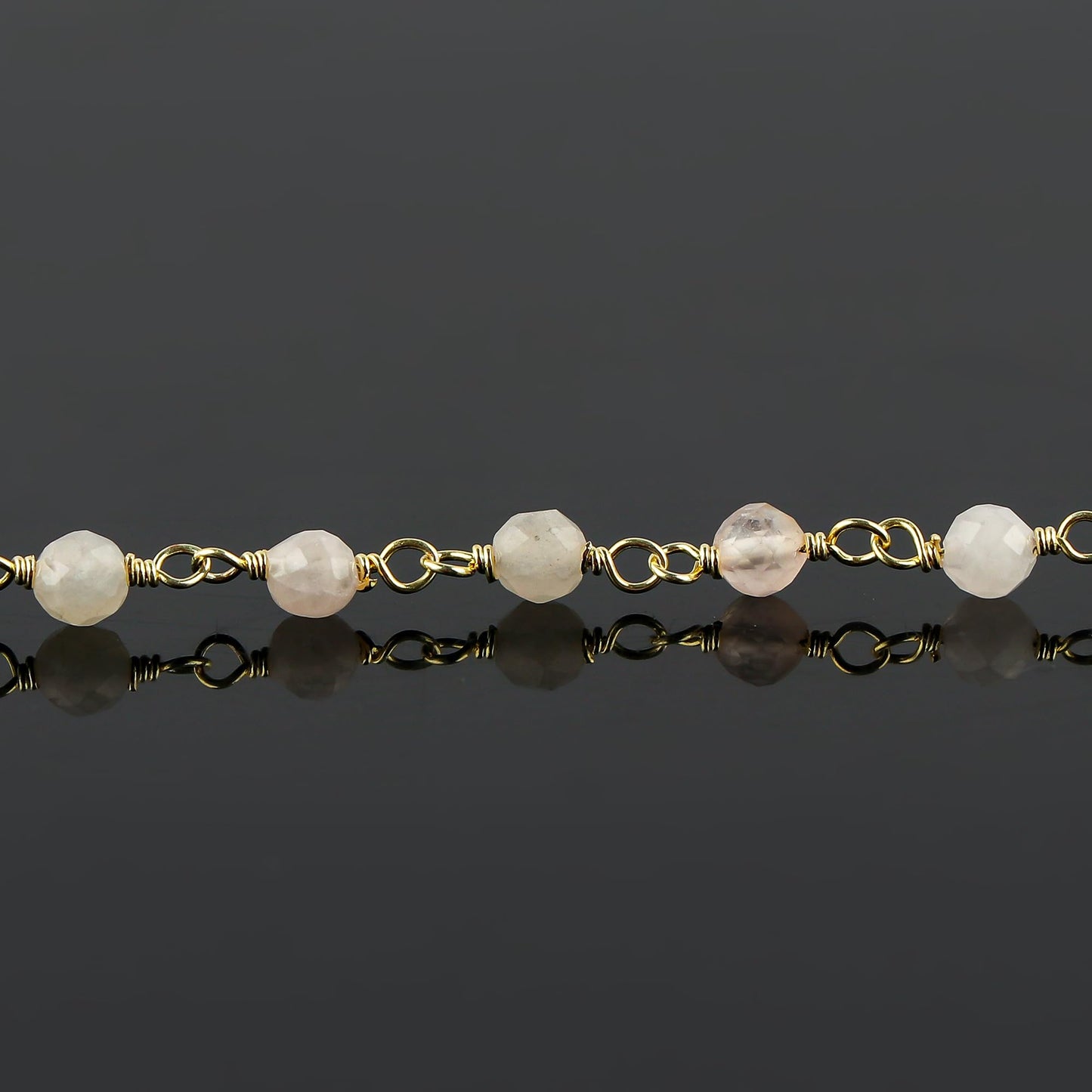CRYSTALINES Natural Rose Quartz Gemstone Cluster Bracelet, 14K Gold Plated Rosary Chain Beads, Handmade Bohemian Jewelry for Women, Healing Crystals, Birthday Christmas Gift, 8"